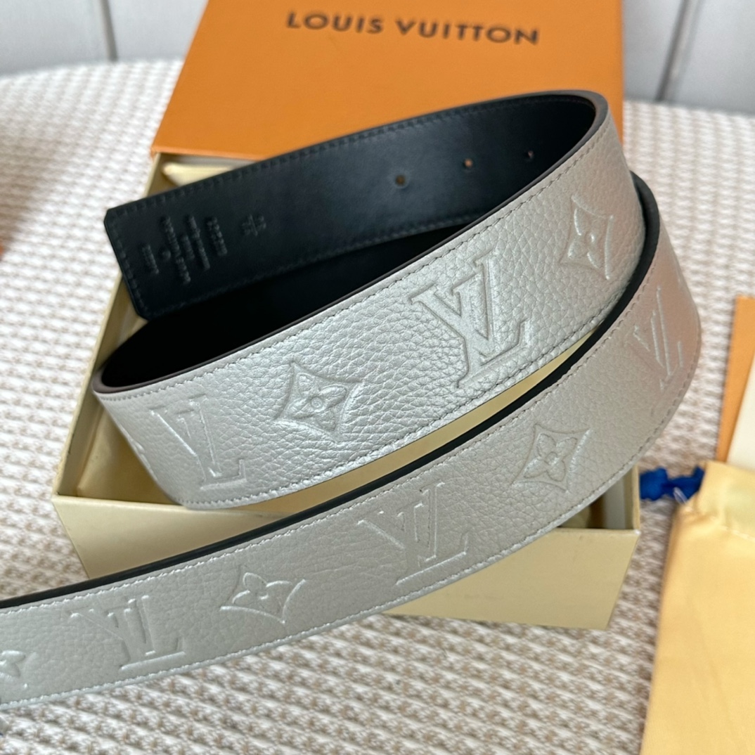 Louis Vuitton Male Basic Belt Cow Leather Black 40mm-s-l