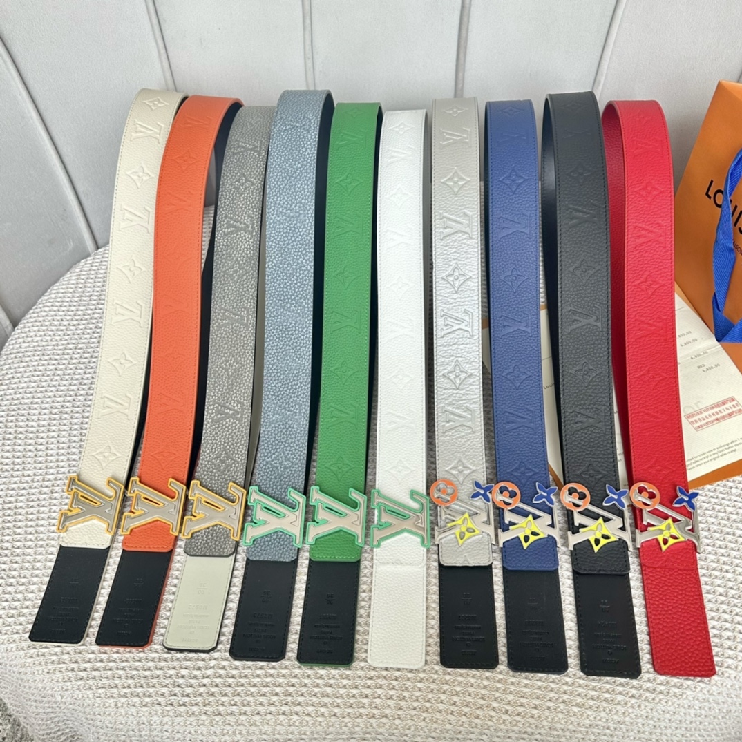 Louis Vuitton Male Basic Belt Cow Leather Black 40mm-s-l