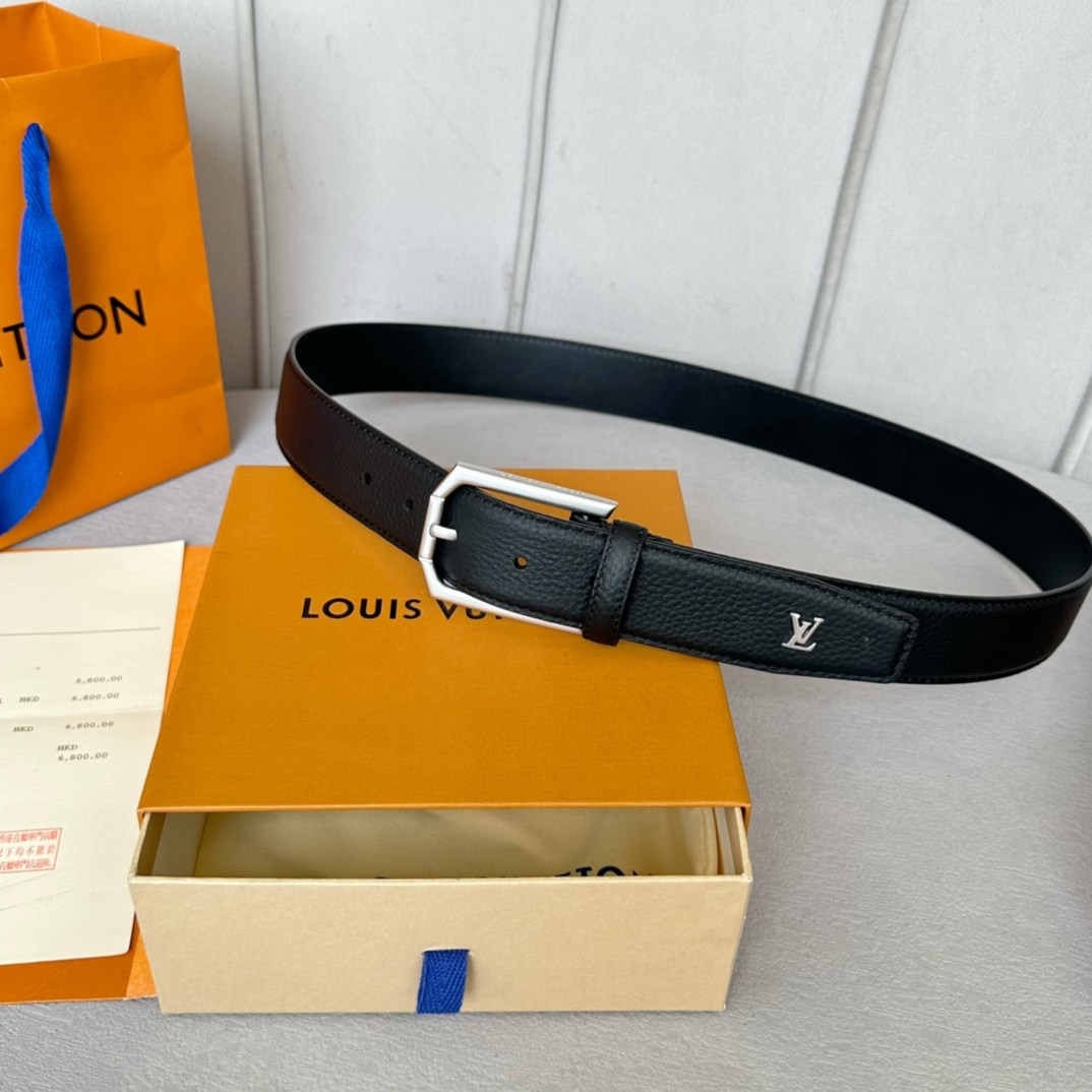Louis Vuitton Male Basic Belt Cow Leather 35mm