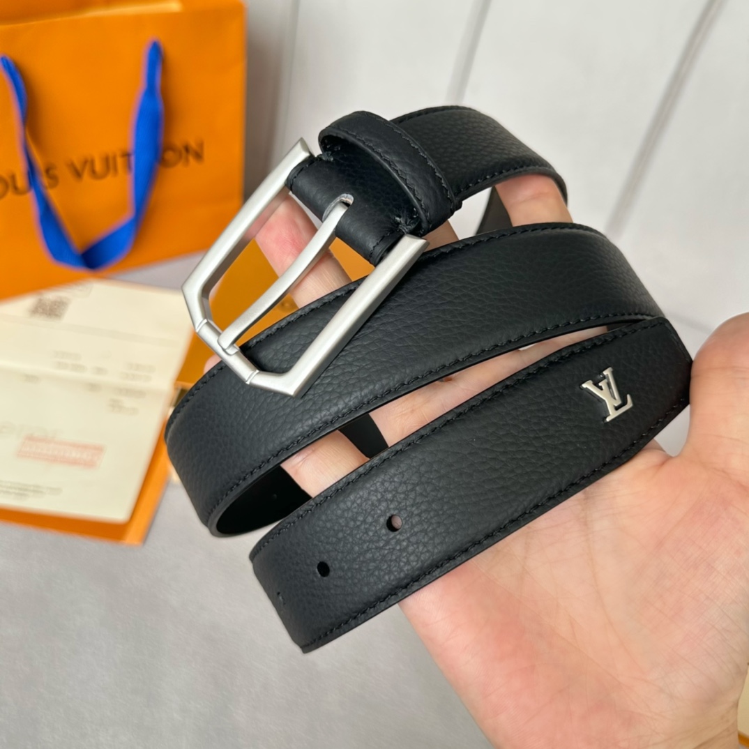 Louis Vuitton Male Basic Belt Cow Leather 35mm