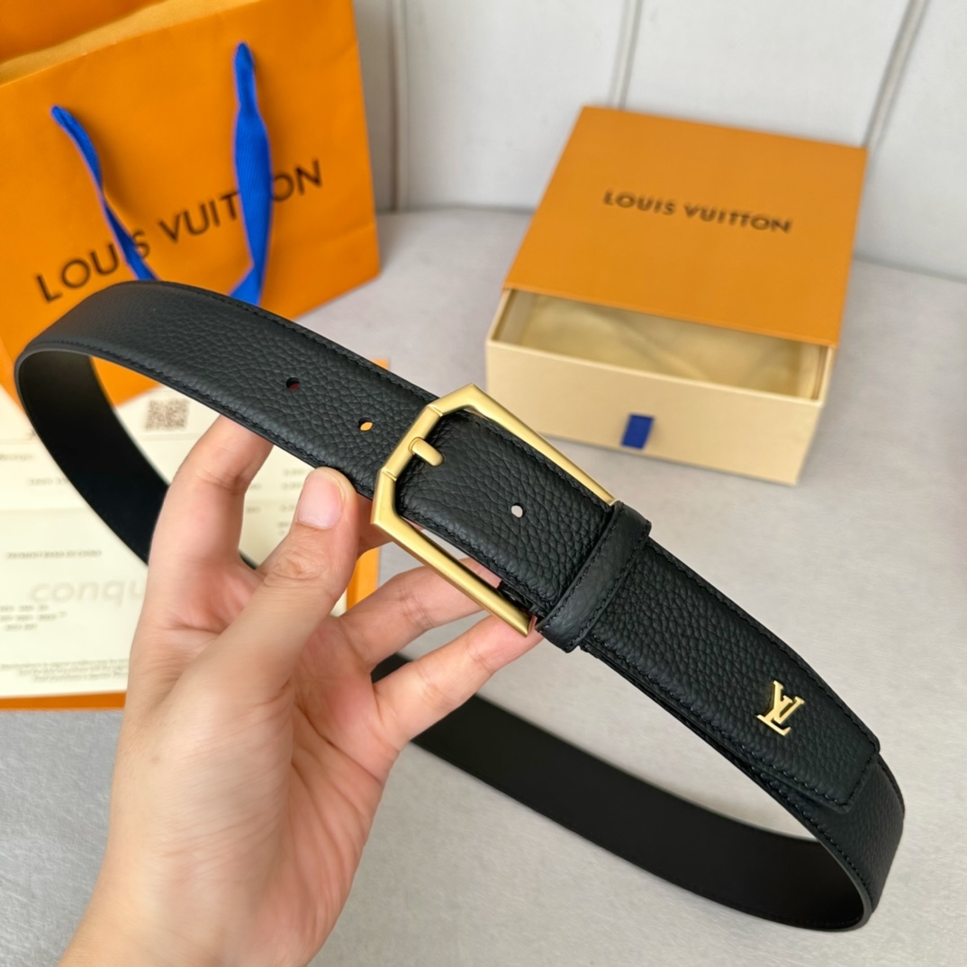 Louis Vuitton Male Basic Belt Cow Leather 35mm
