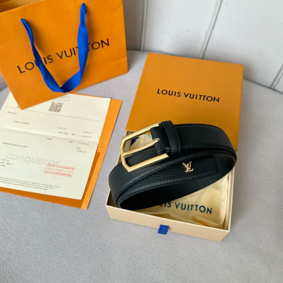 Louis Vuitton Male Basic Belt Cow Leather 35mm