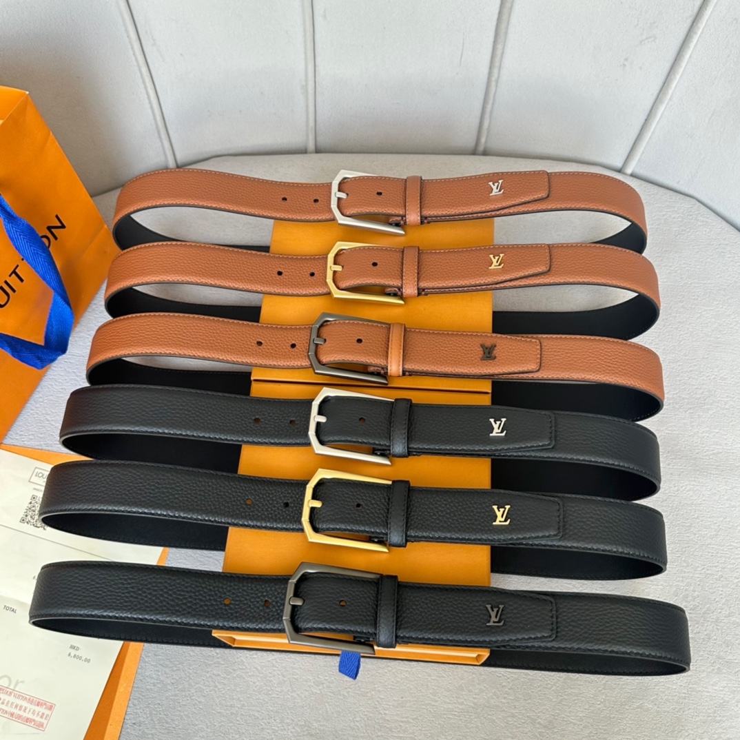 Louis Vuitton Male Basic Belt Cow Leather 35mm