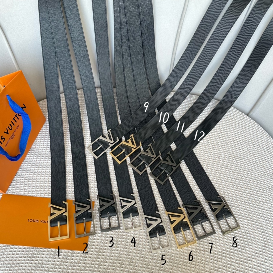 Louis Vuitton Male Basic Belt Cow Leather 35mm