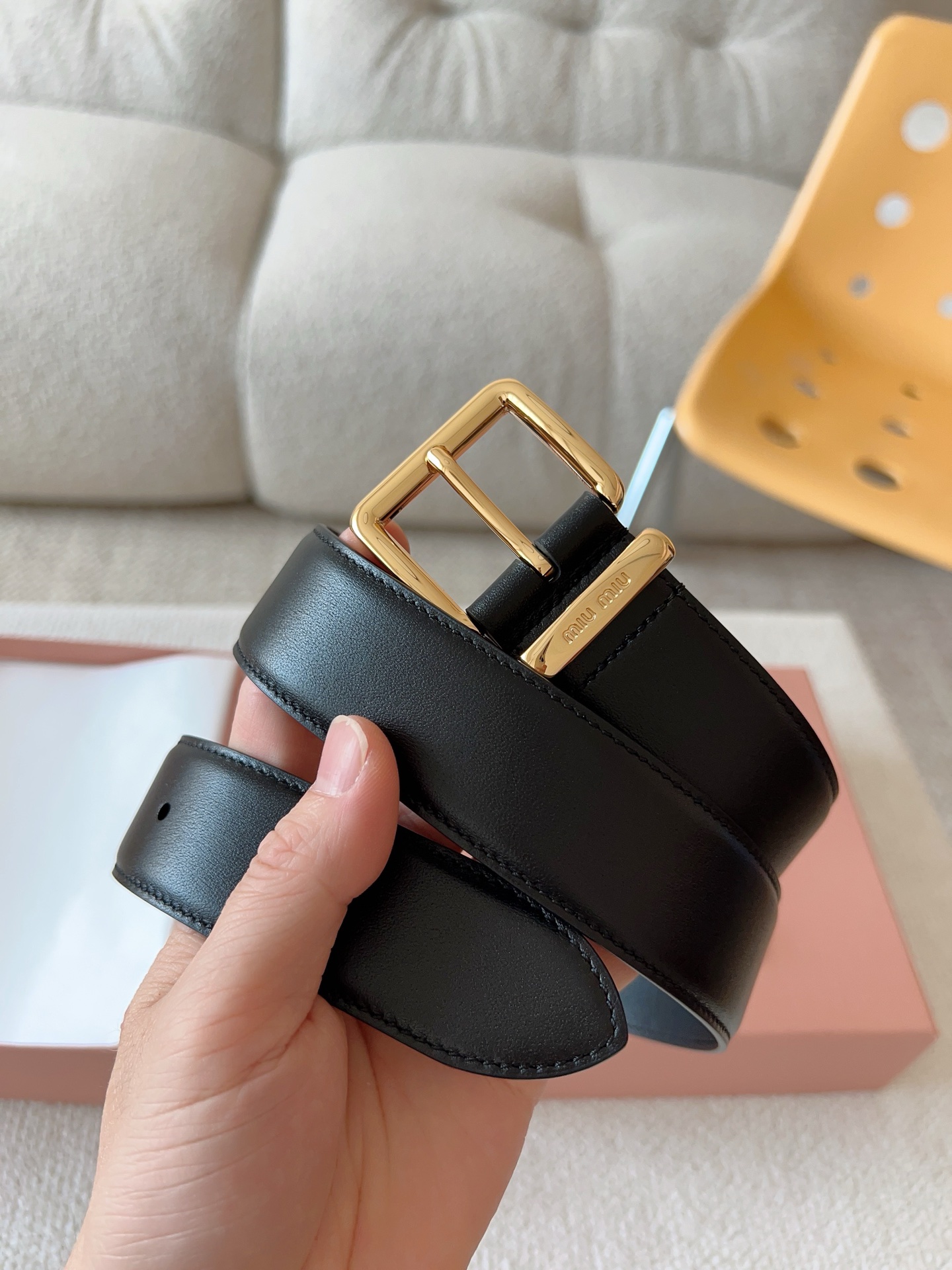 Miu Miu Female Leather Belt 35mm-m