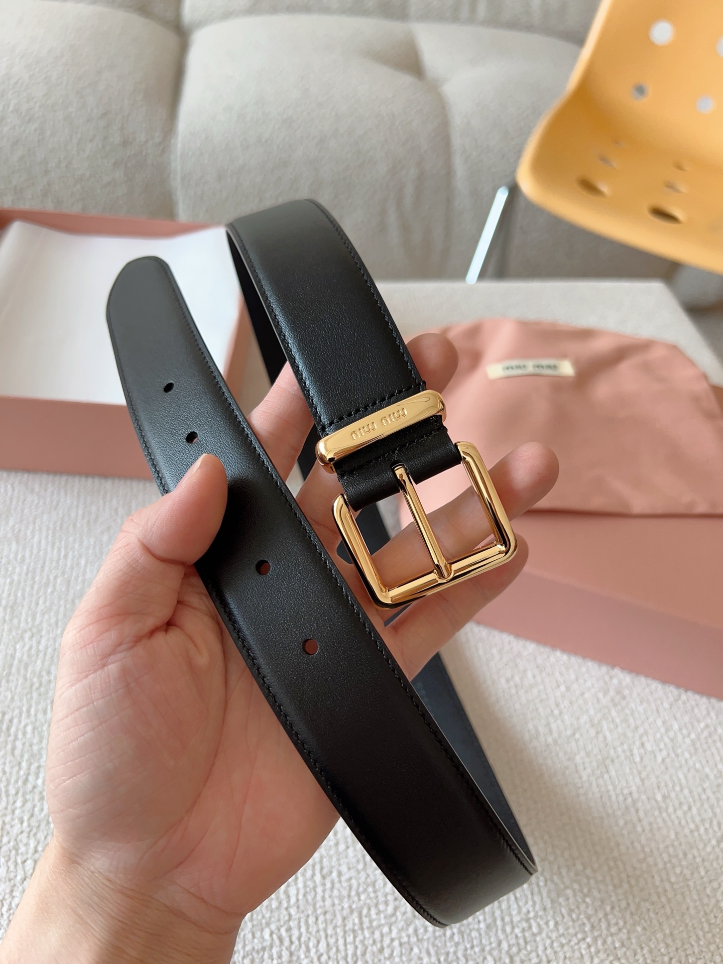 Miu Miu Female Leather Belt 35mm-m