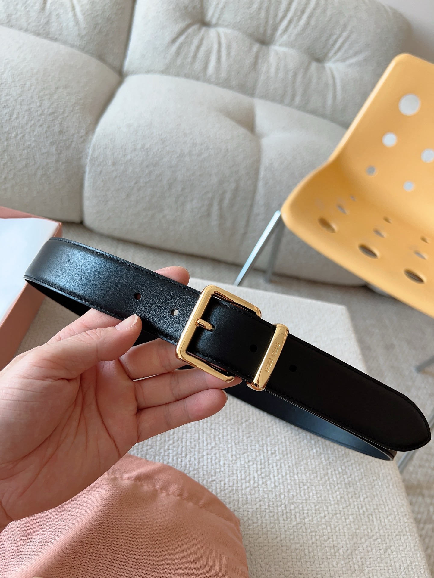 Miu Miu Female Leather Belt 35mm-m