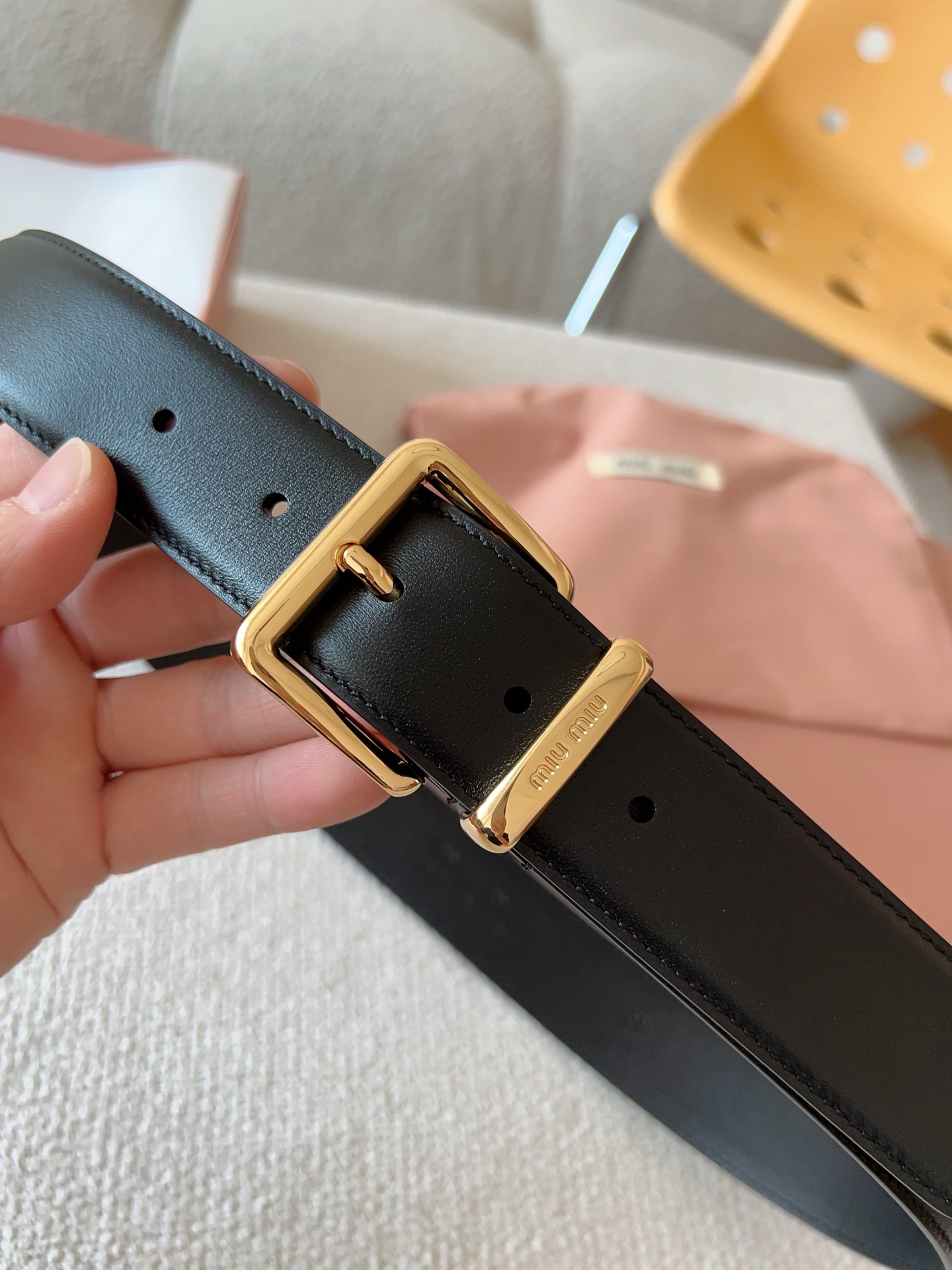 Miu Miu Female Leather Belt 35mm-m