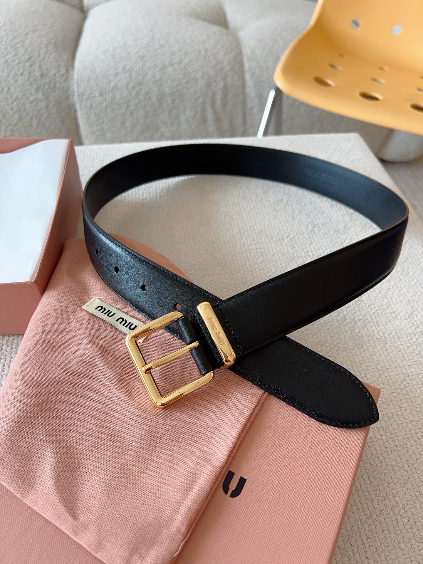 Miu Miu Female Leather Belt 35mm-m