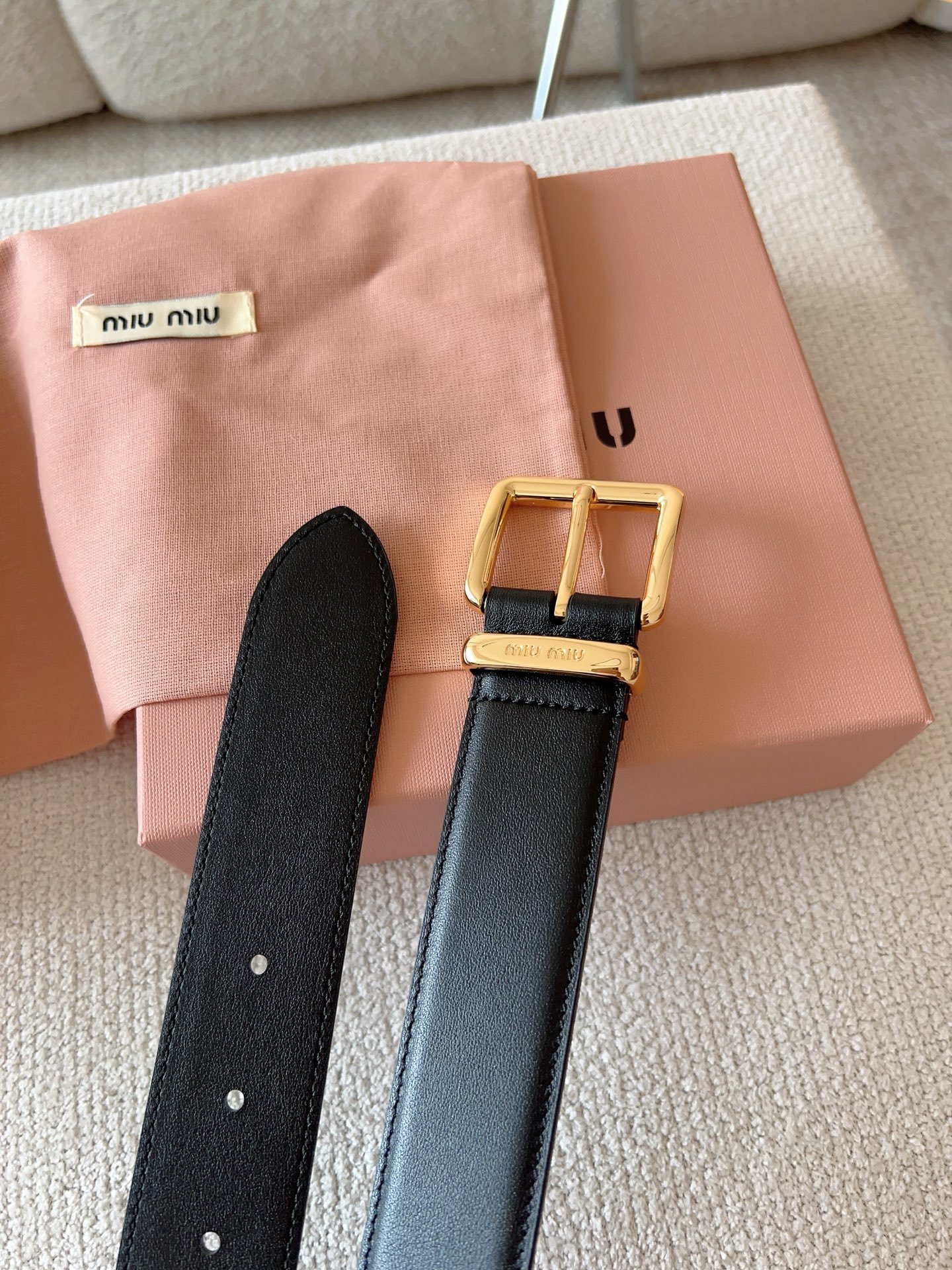 Miu Miu Female Leather Belt 35mm-m