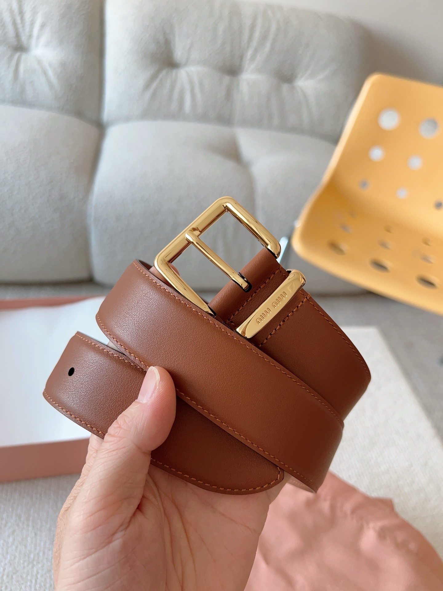 Miu Miu Female Leather Belt 35mm-m