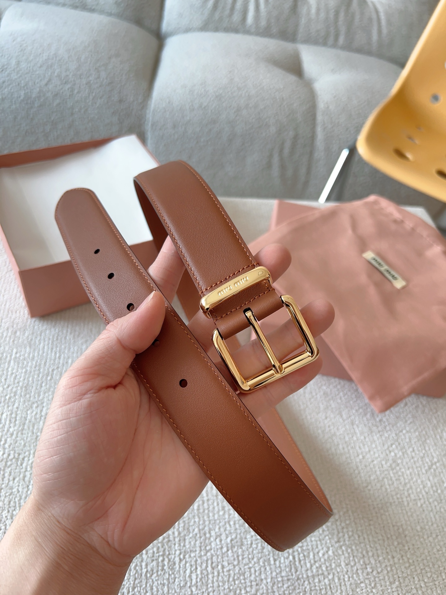Miu Miu Female Leather Belt 35mm-m