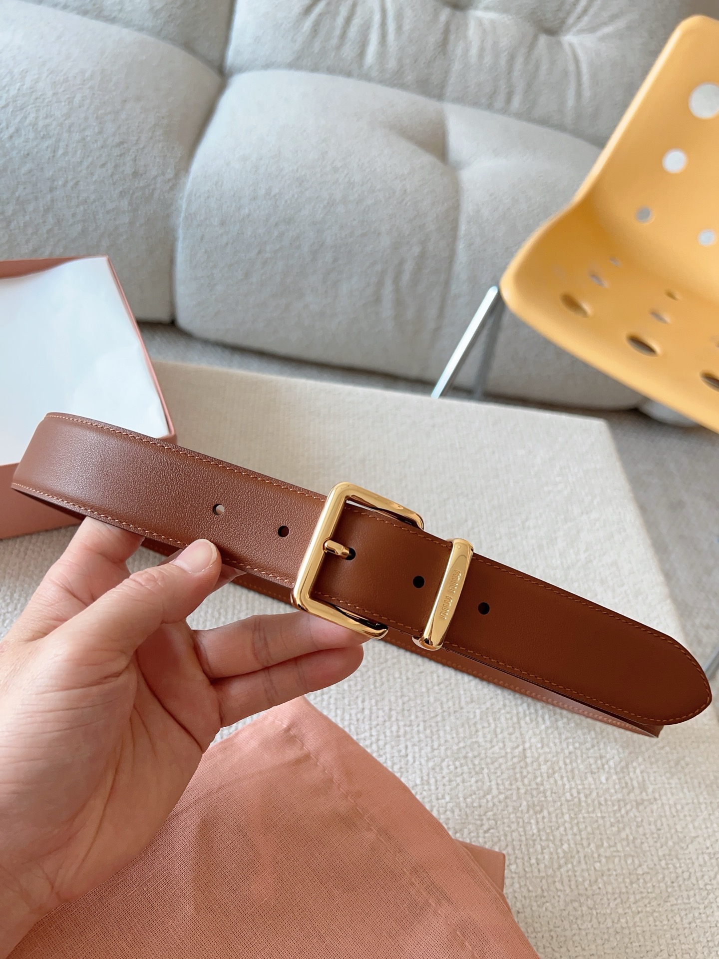 Miu Miu Female Leather Belt 35mm-m