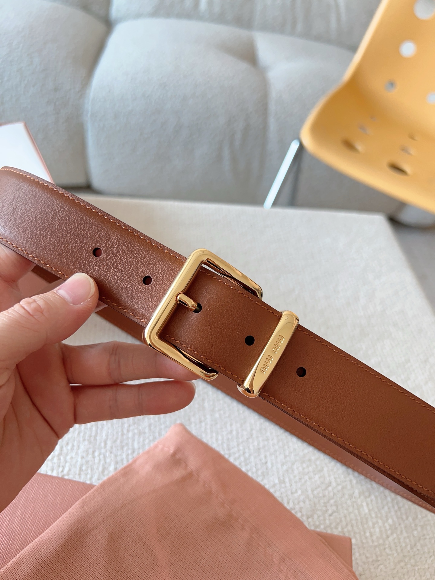 Miu Miu Female Leather Belt 35mm-m