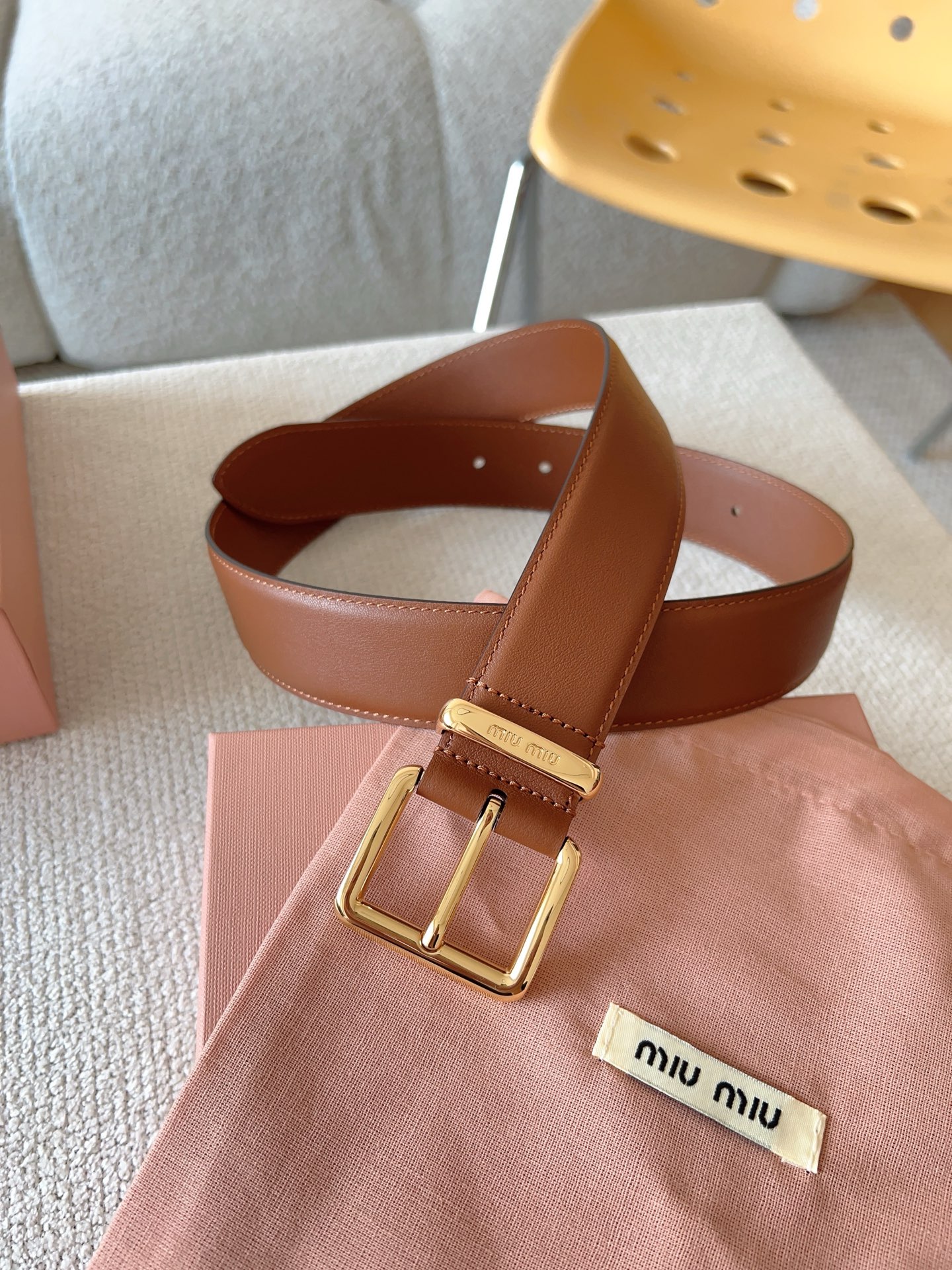 Miu Miu Female Leather Belt 35mm-m