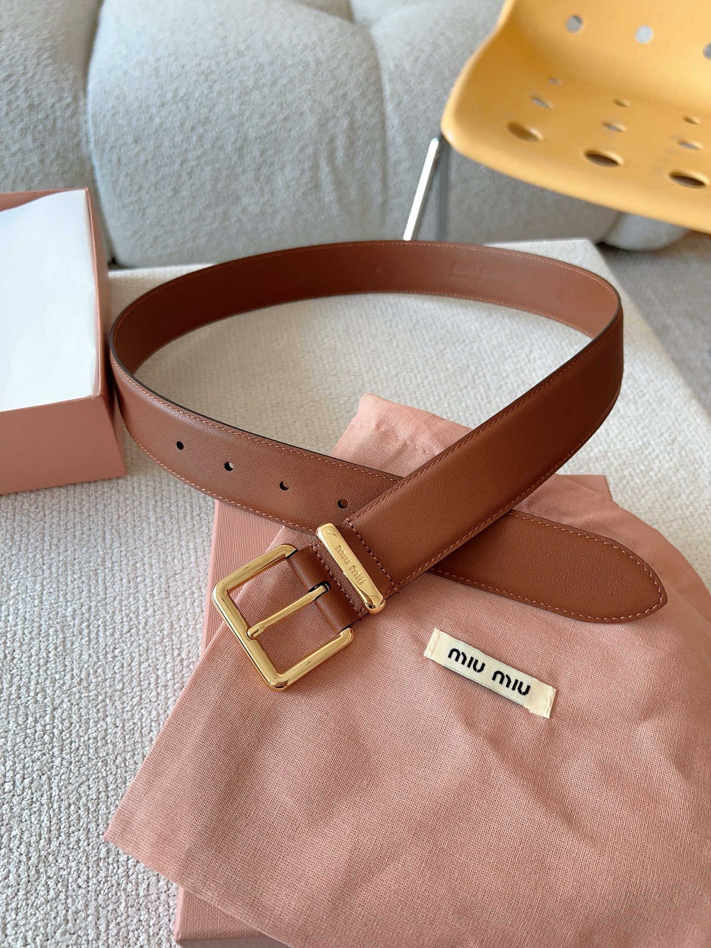 Miu Miu Female Leather Belt 35mm-m