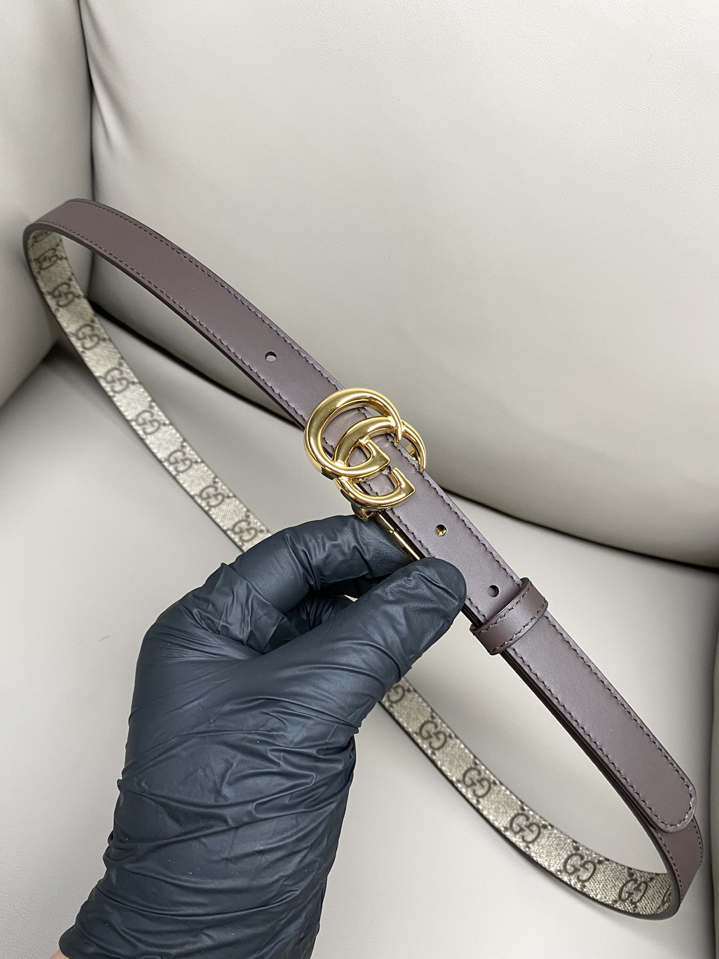 Gucci Female Basic Belt Canvas Black Narrow Width S-m