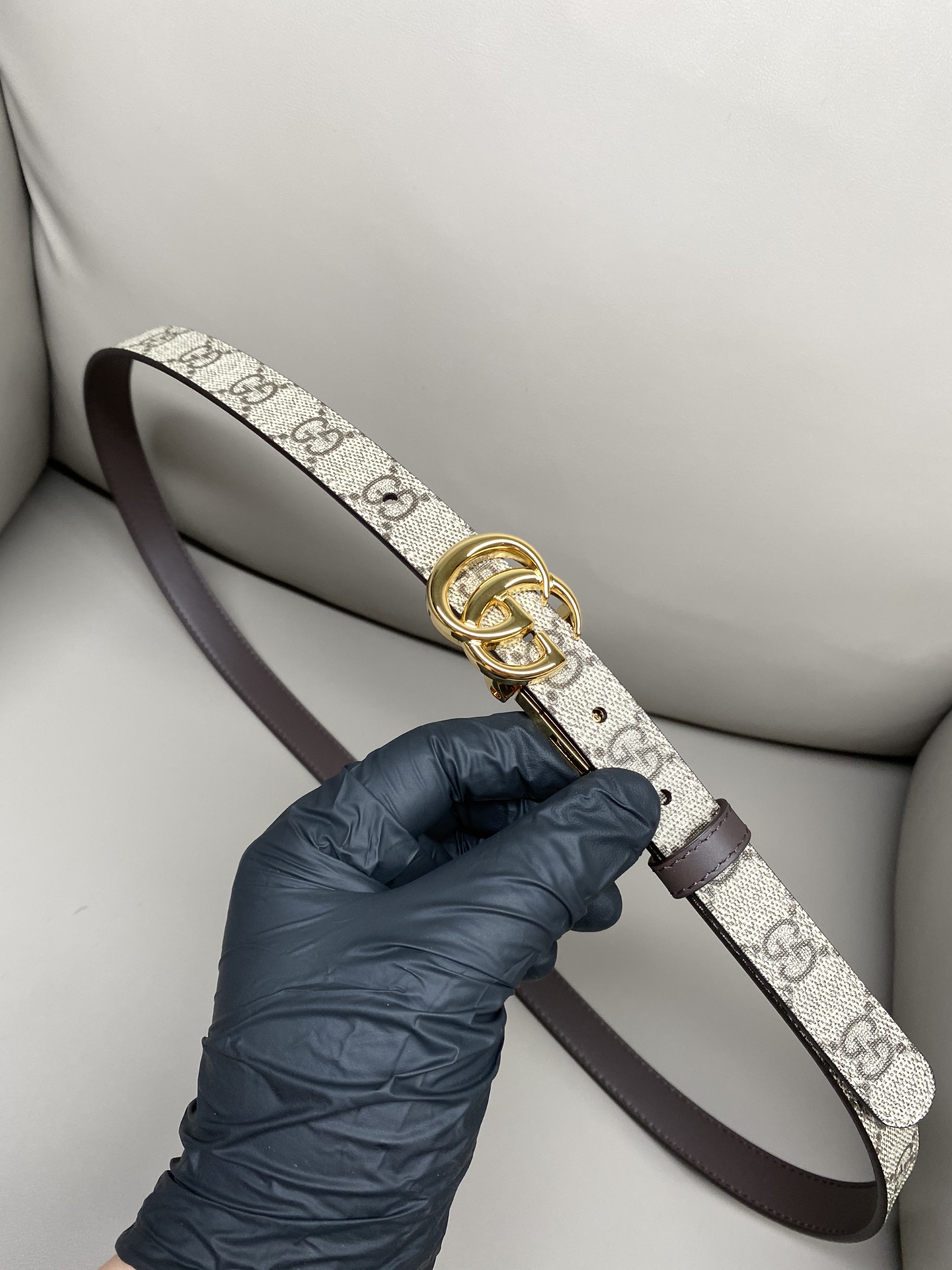 Gucci Female Basic Belt Canvas Black Narrow Width S-m