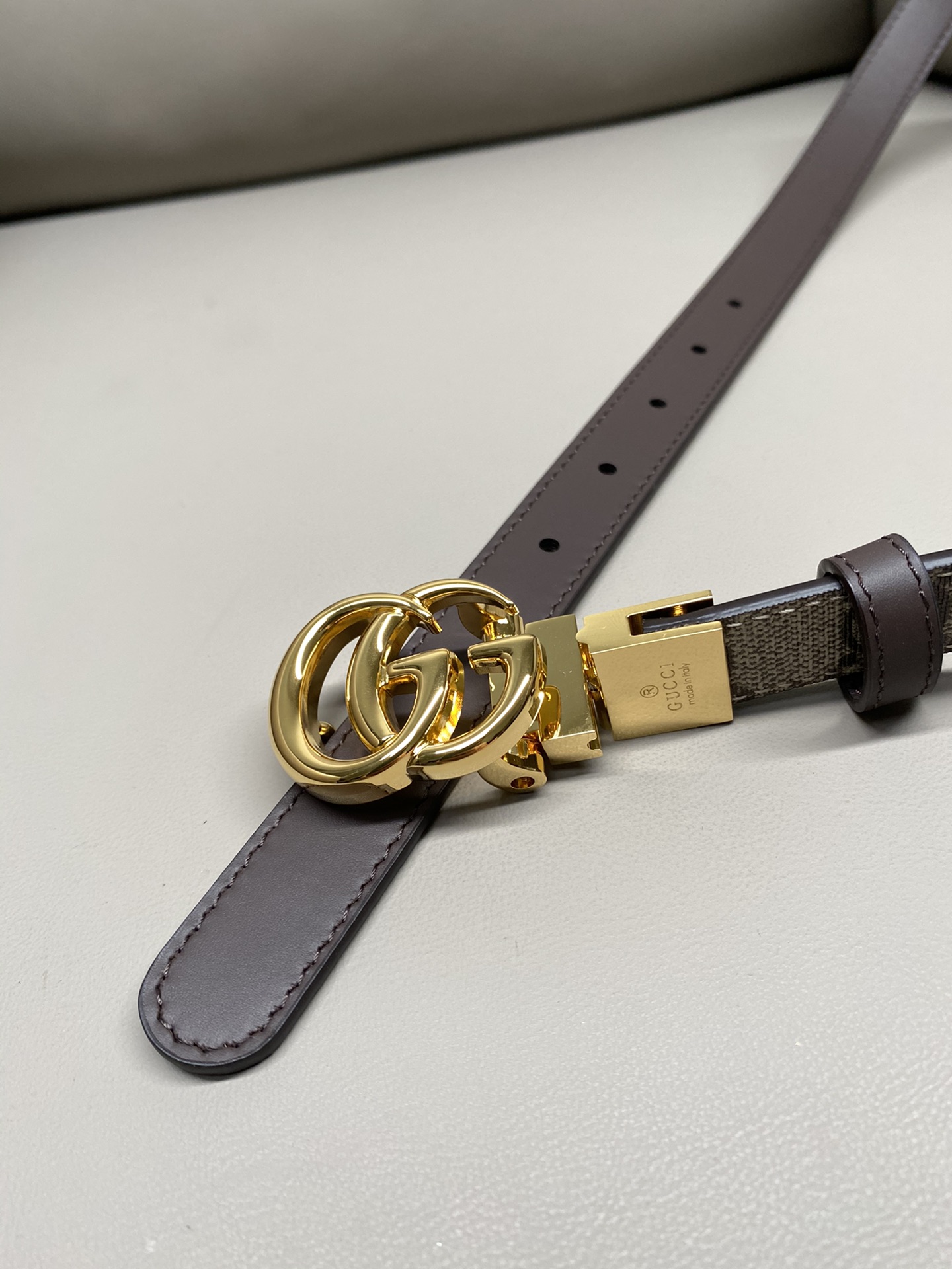 Gucci Female Basic Belt Canvas Black Narrow Width S-m