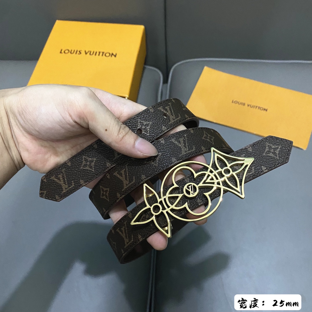 Louis Vuitton Female Basic Belt Cow Leather 25mm-s