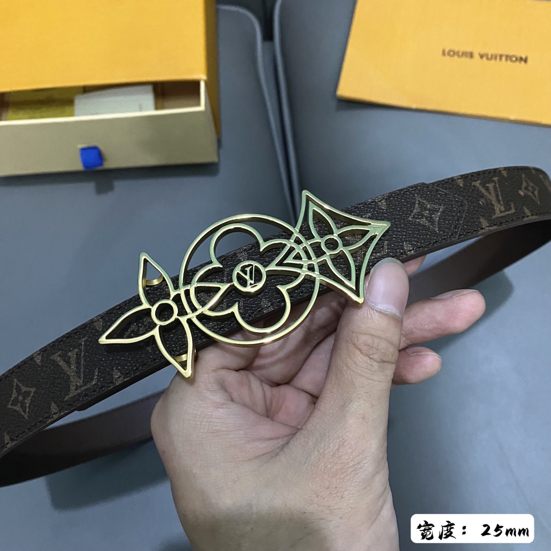 Louis Vuitton Female Basic Belt Cow Leather 25mm-s