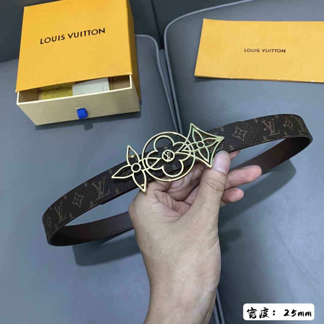 Louis Vuitton Female Basic Belt Cow Leather 25mm-s