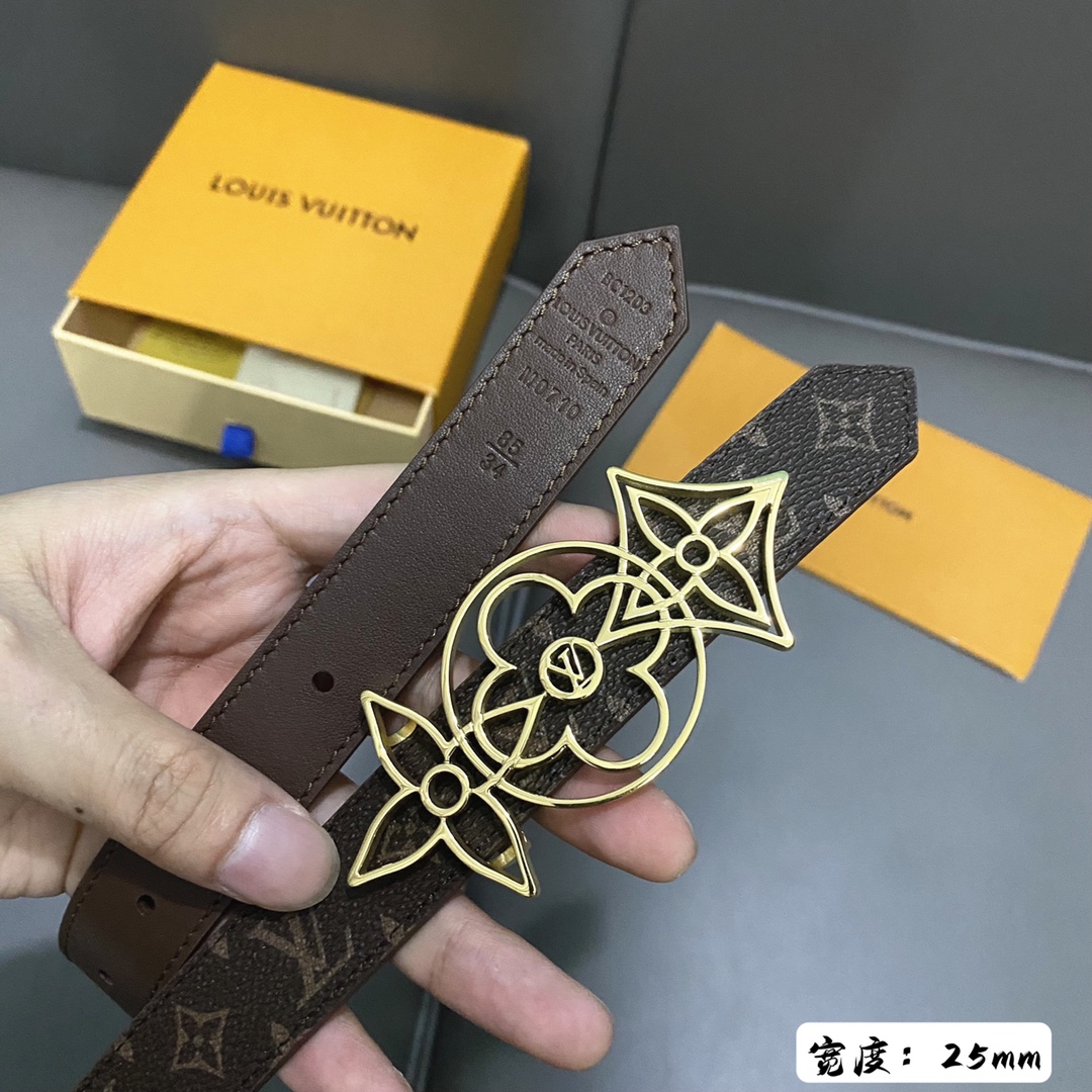 Louis Vuitton Female Basic Belt Cow Leather 25mm-s