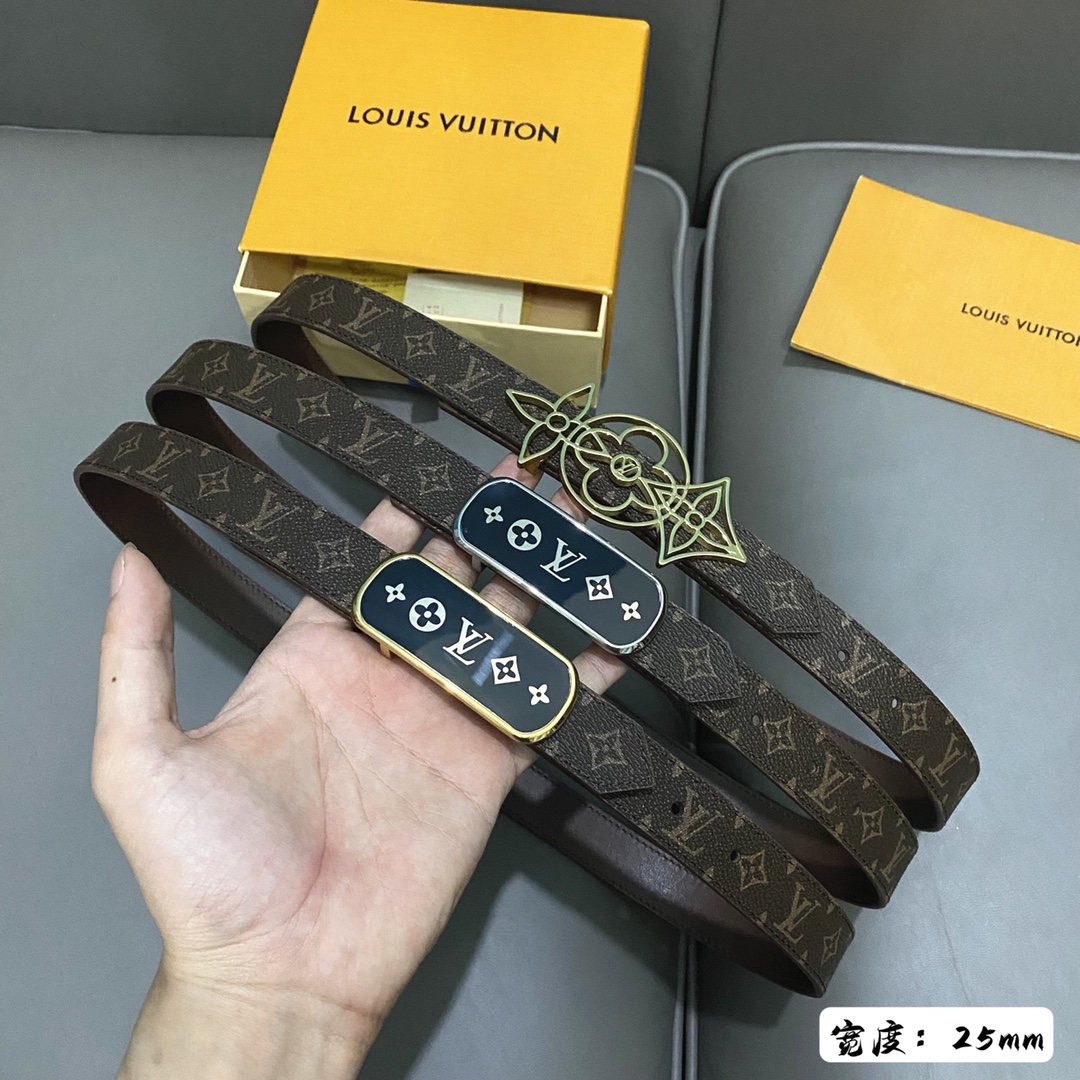 Louis Vuitton Female Basic Belt Cow Leather 25mm-s