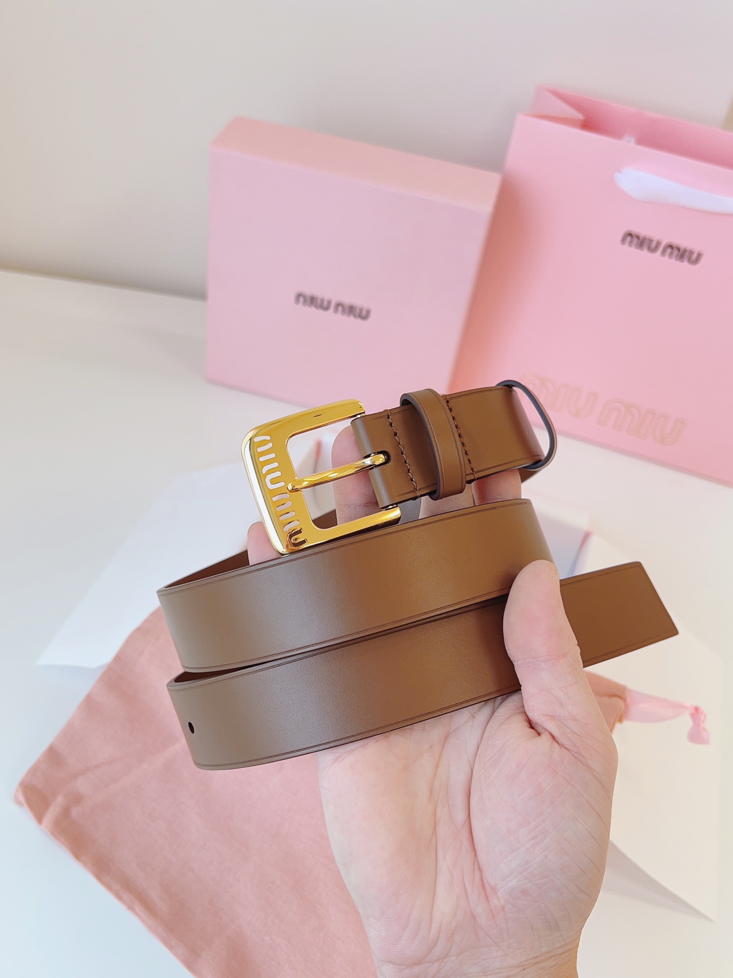 Miu Miu Female Leather Belt Cow Leather M-l