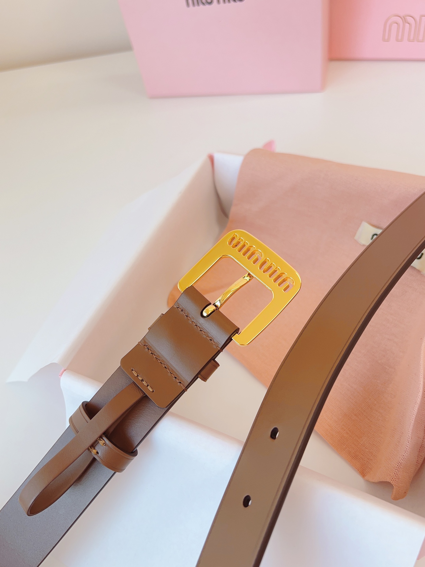 Miu Miu Female Leather Belt Cow Leather M-l