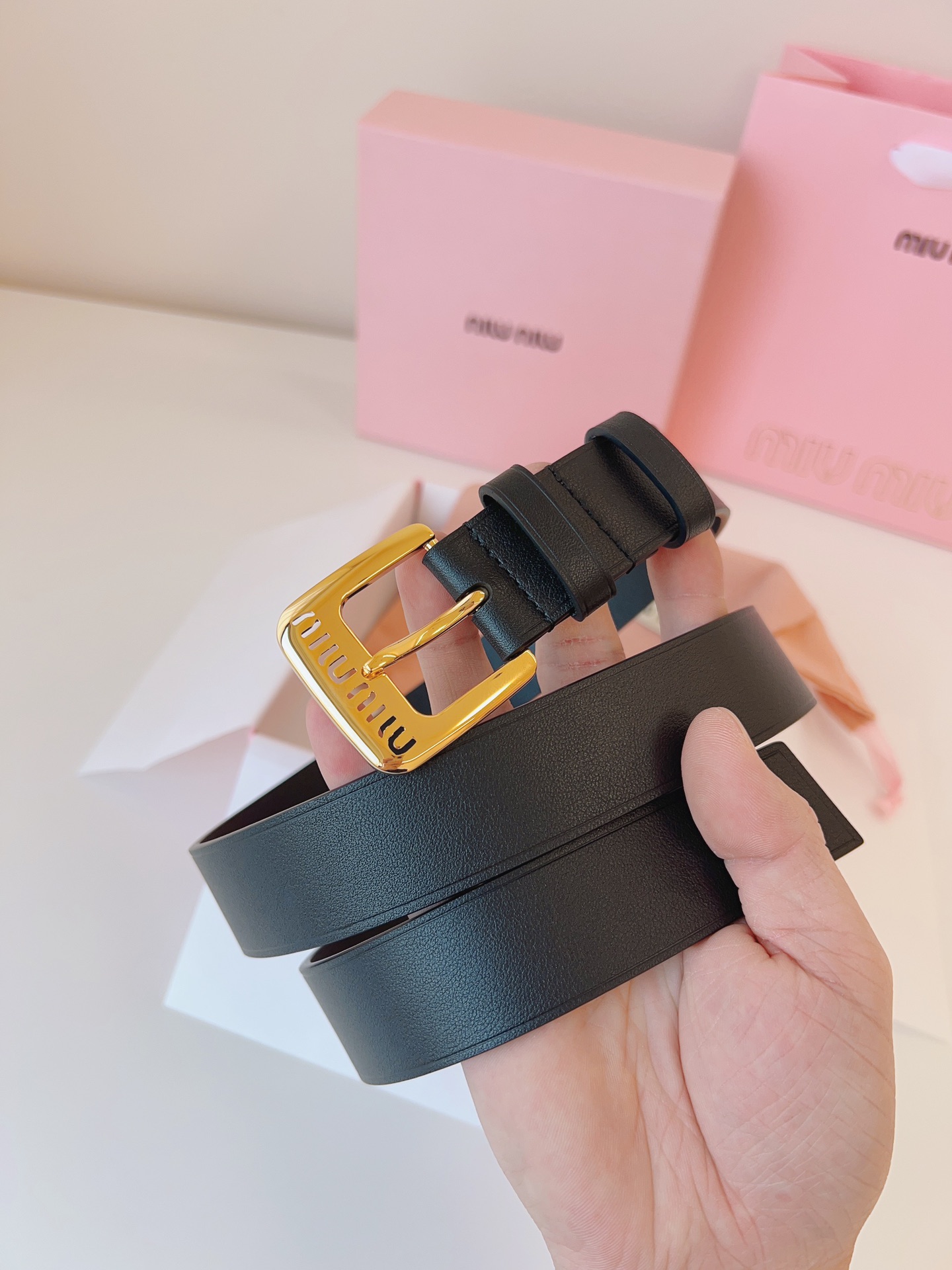 Miu Miu Female Leather Belt Cow Leather M-l