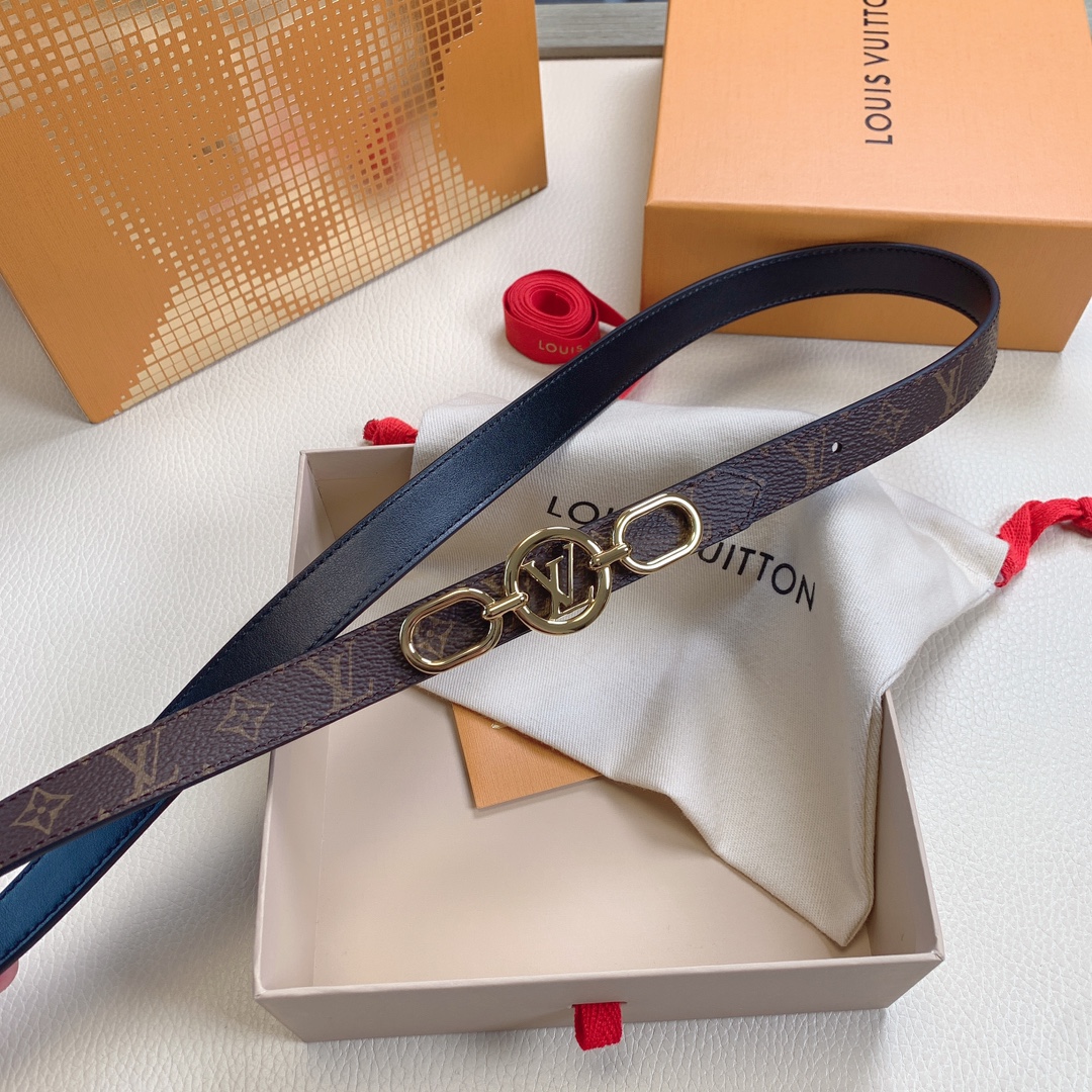 Louis Vuitton Female Leather Belt Top Grain Leather M-l