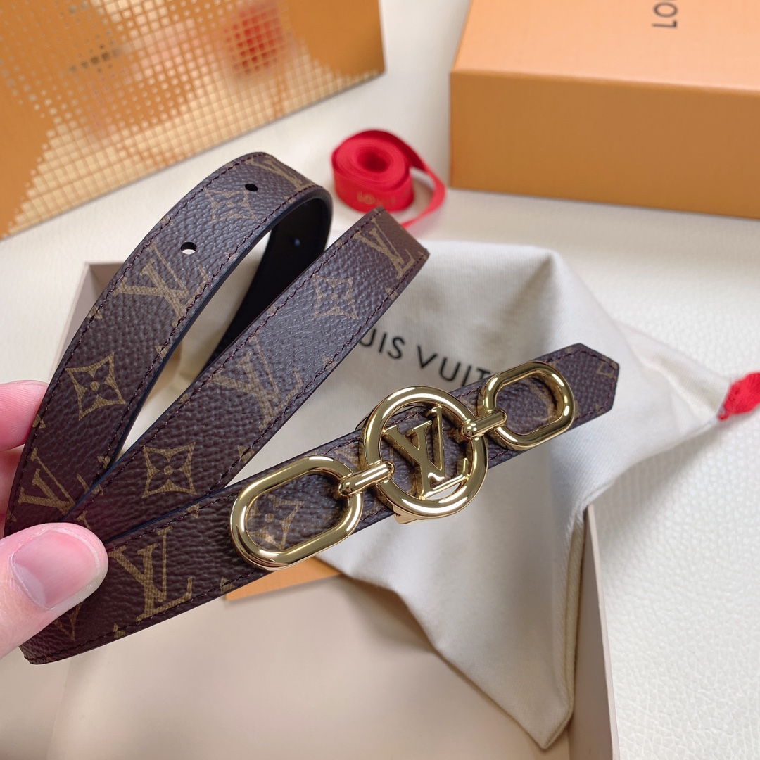 Louis Vuitton Female Leather Belt Top Grain Leather M-l