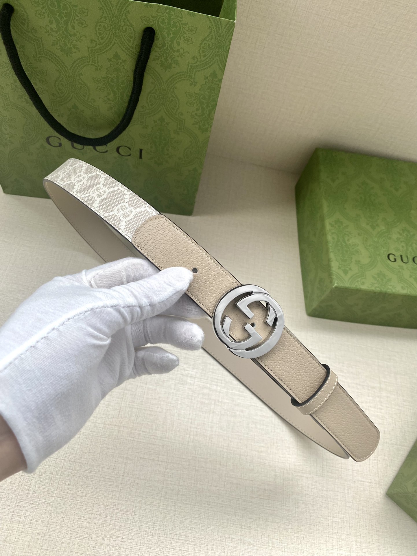 Gucci Female Basic Belt Canvas White S-m