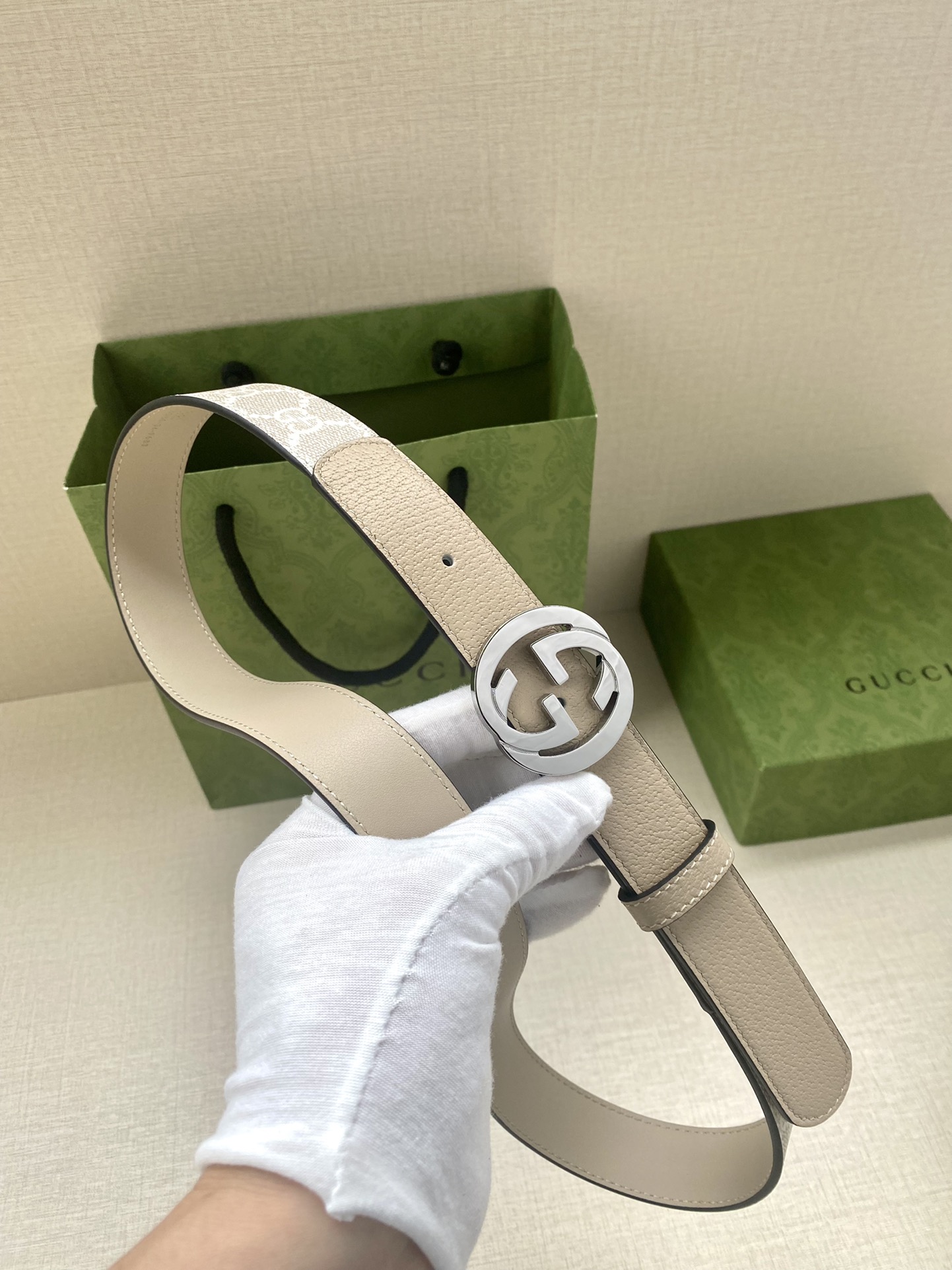 Gucci Female Basic Belt Canvas White S-m