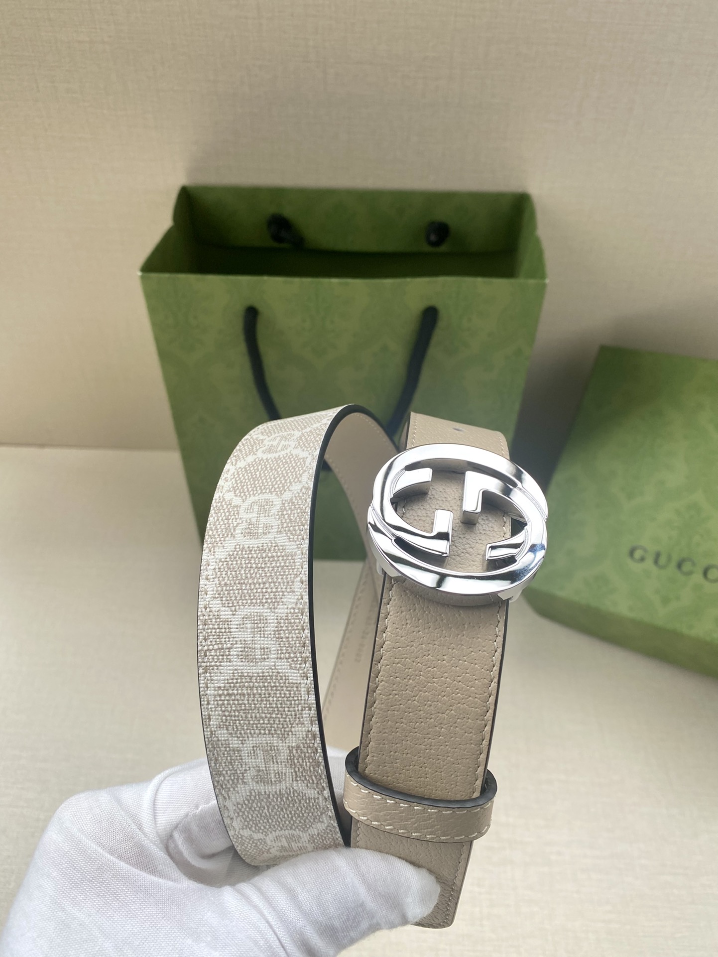 Gucci Female Basic Belt Canvas White S-m