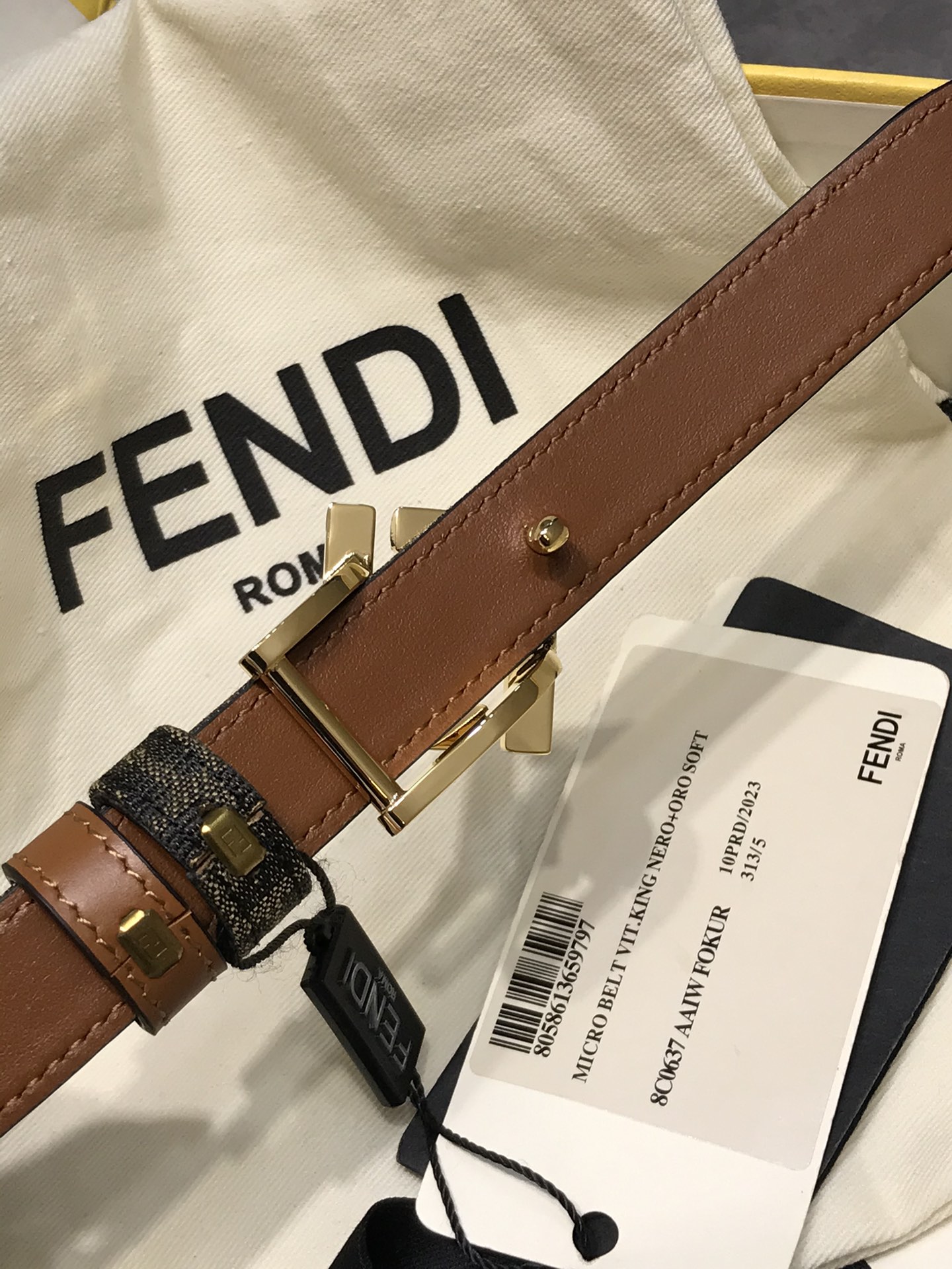 Fendi Female Leather Belt Cow Leather Black 20mm