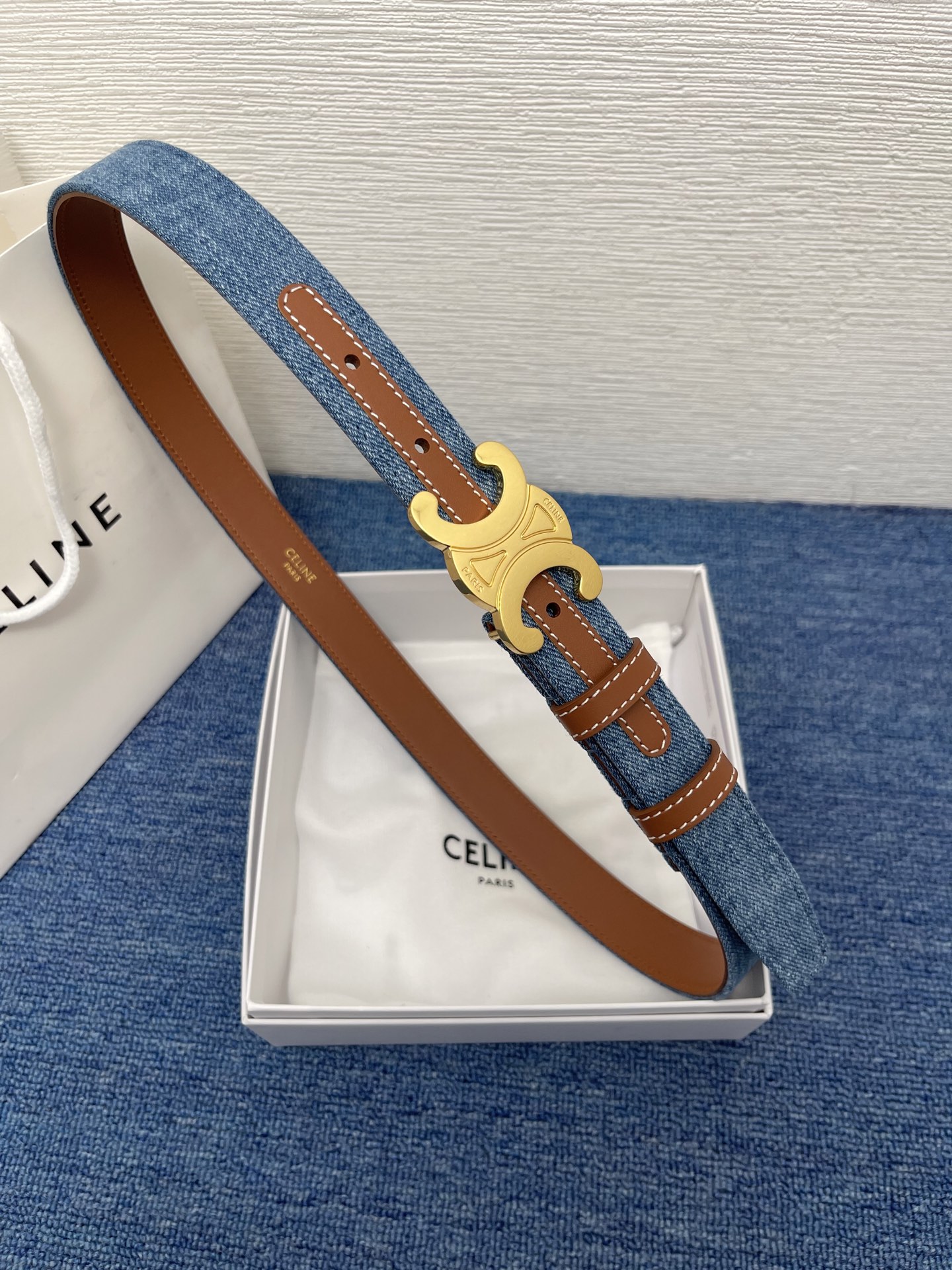 Celine Female Leather Belt Cow Leather Silver Adjustable M