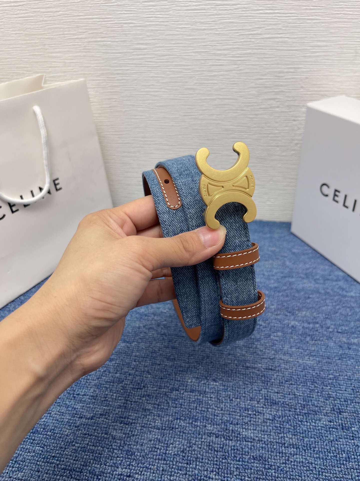 Celine Female Leather Belt Cow Leather Silver Adjustable M
