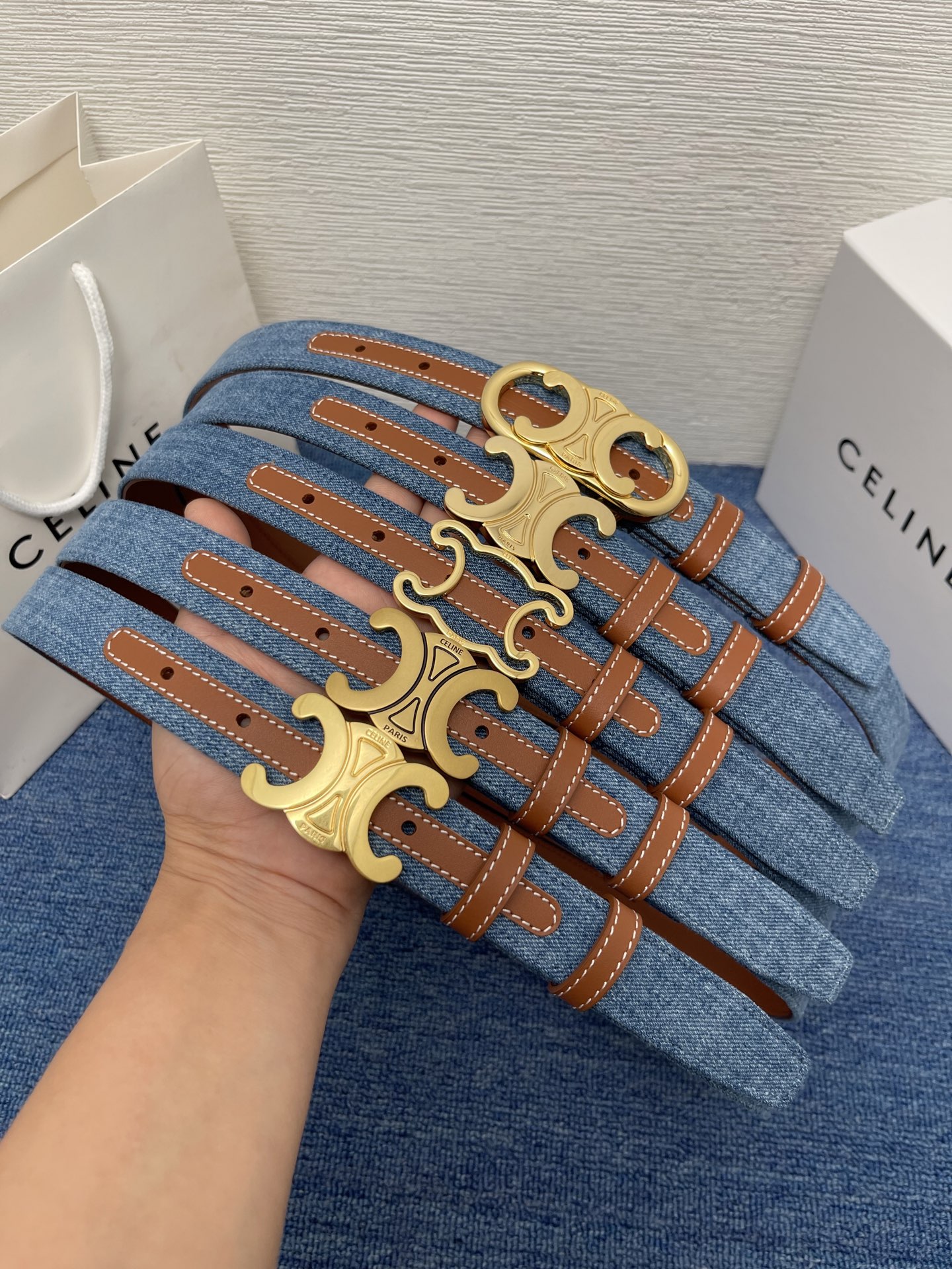 Celine Female Leather Belt Cow Leather Silver Adjustable M