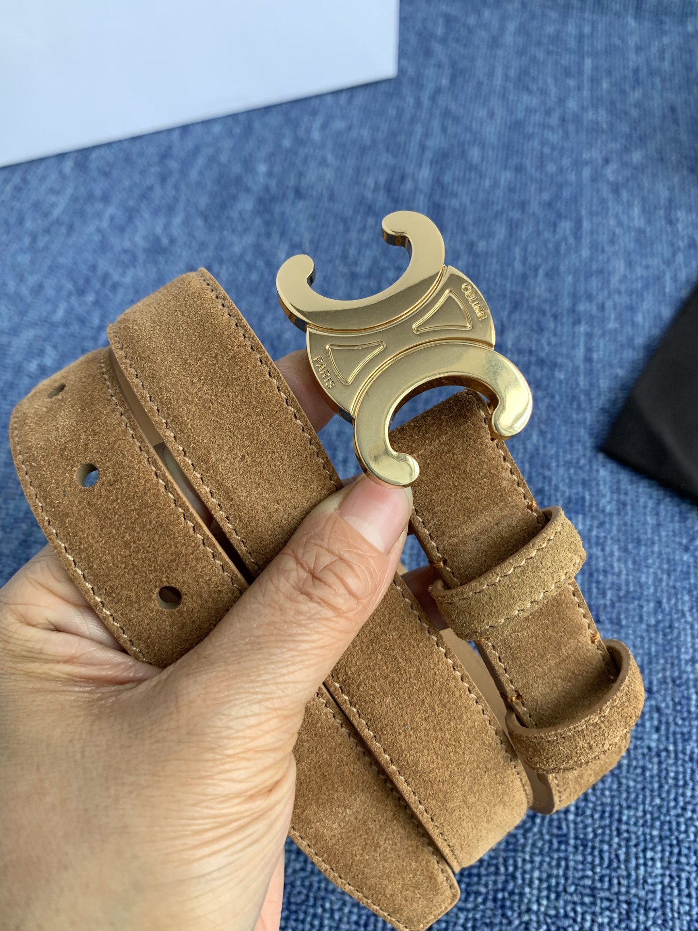 Celine Female Leather Belt Cow Leather Silver Adjustable M