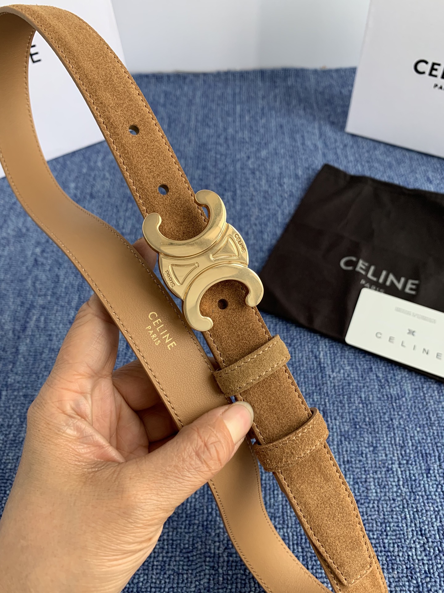 Celine Female Leather Belt Cow Leather Silver Adjustable M