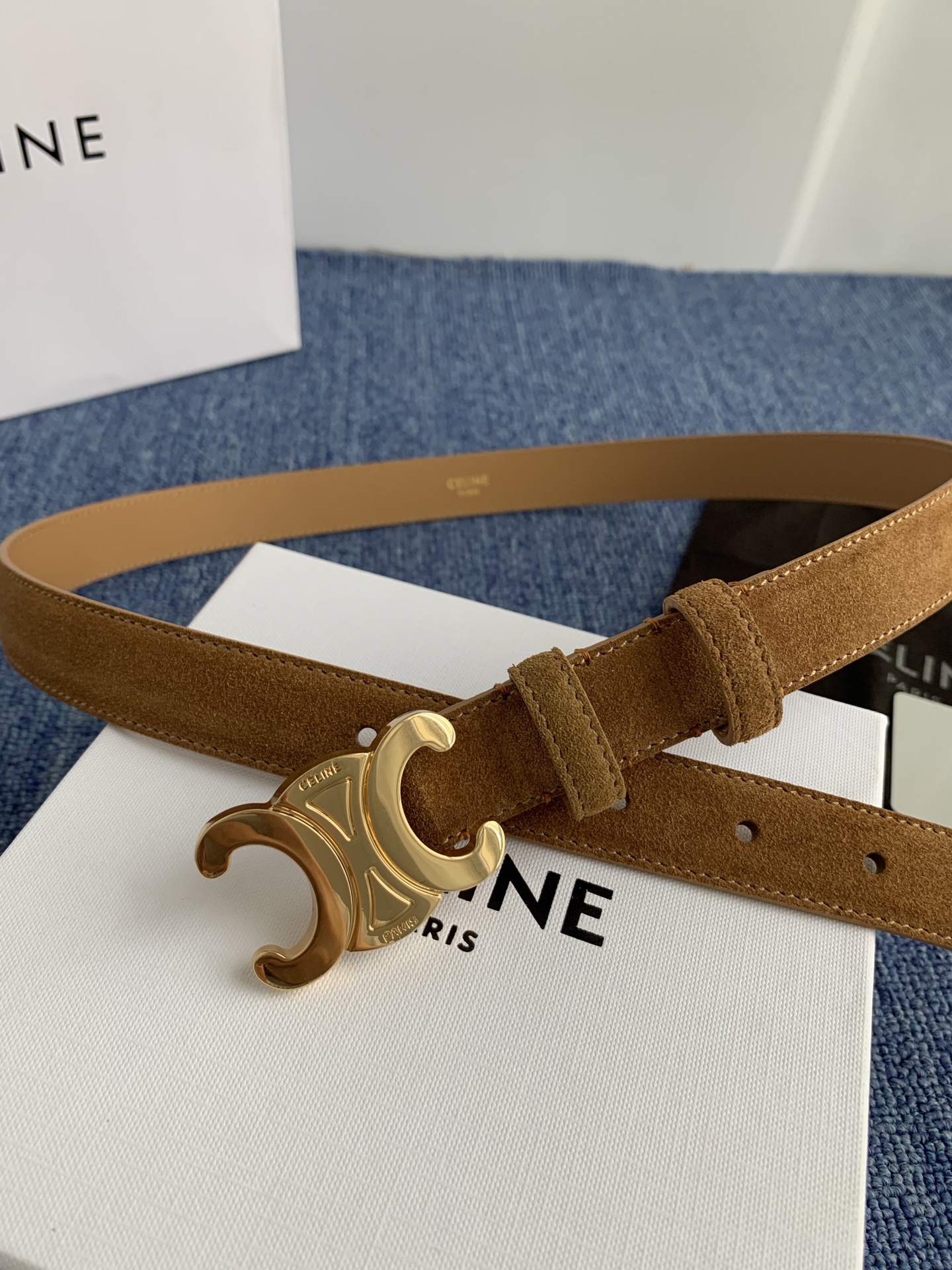 Celine Female Leather Belt Cow Leather Silver Adjustable M