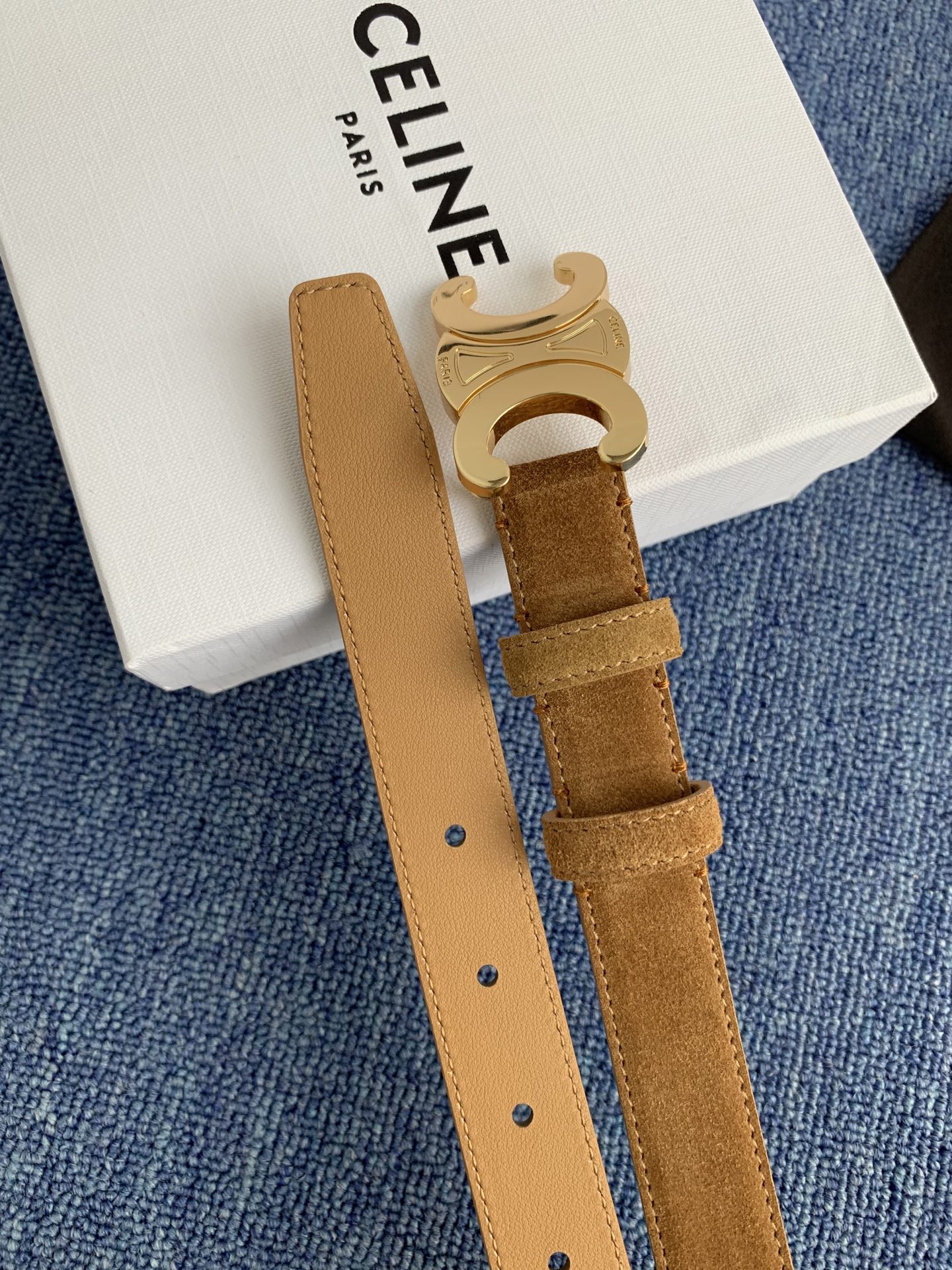 Celine Female Leather Belt Cow Leather Silver Adjustable M