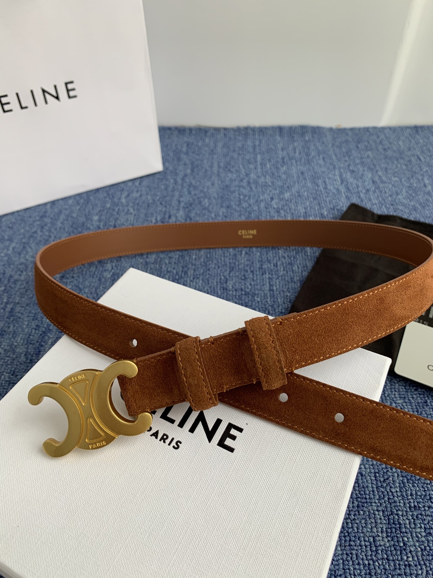 Celine Female Leather Belt Cow Leather Silver Adjustable M