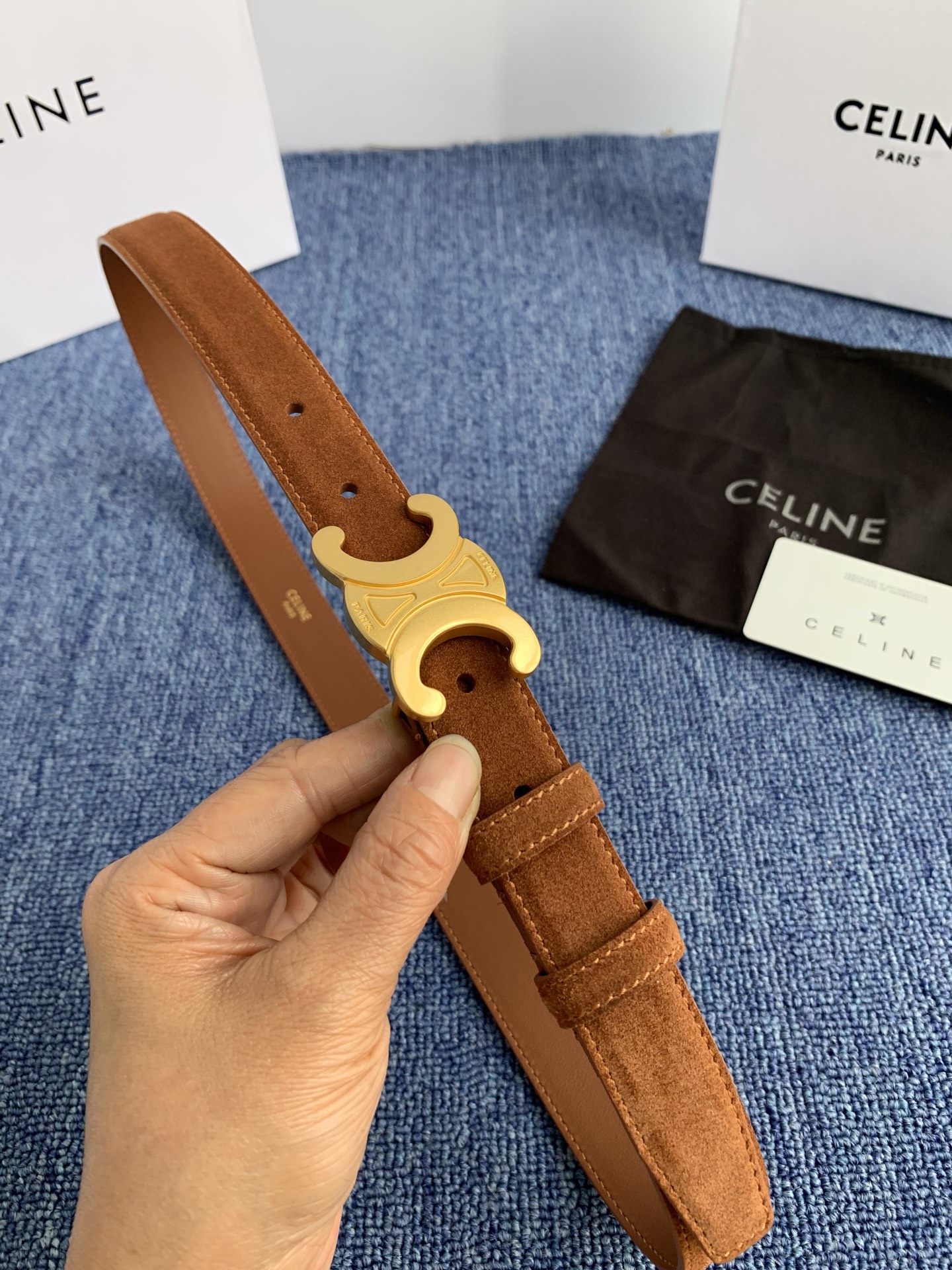 Celine Female Leather Belt Cow Leather Silver Adjustable M