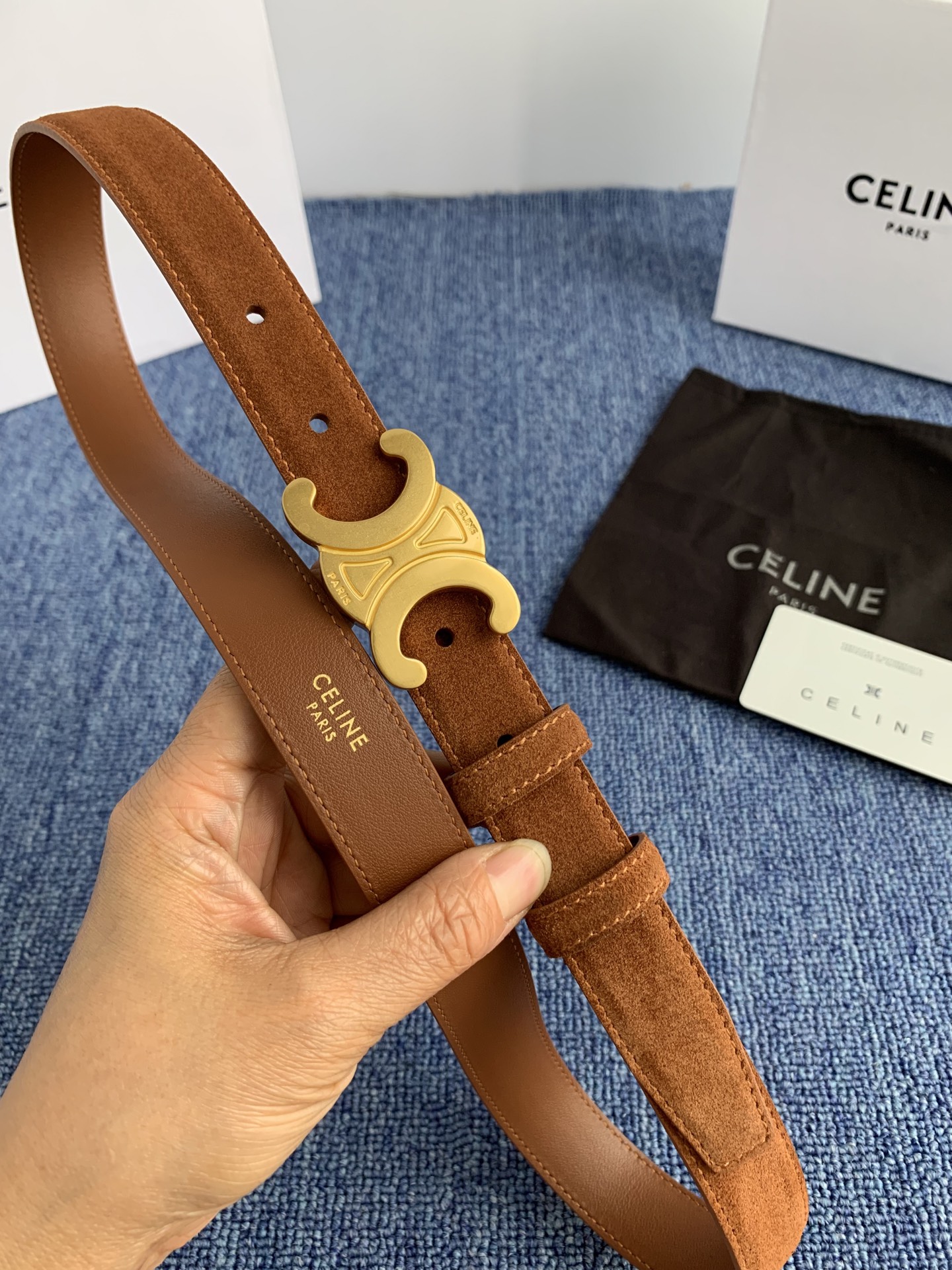 Celine Female Leather Belt Cow Leather Silver Adjustable M