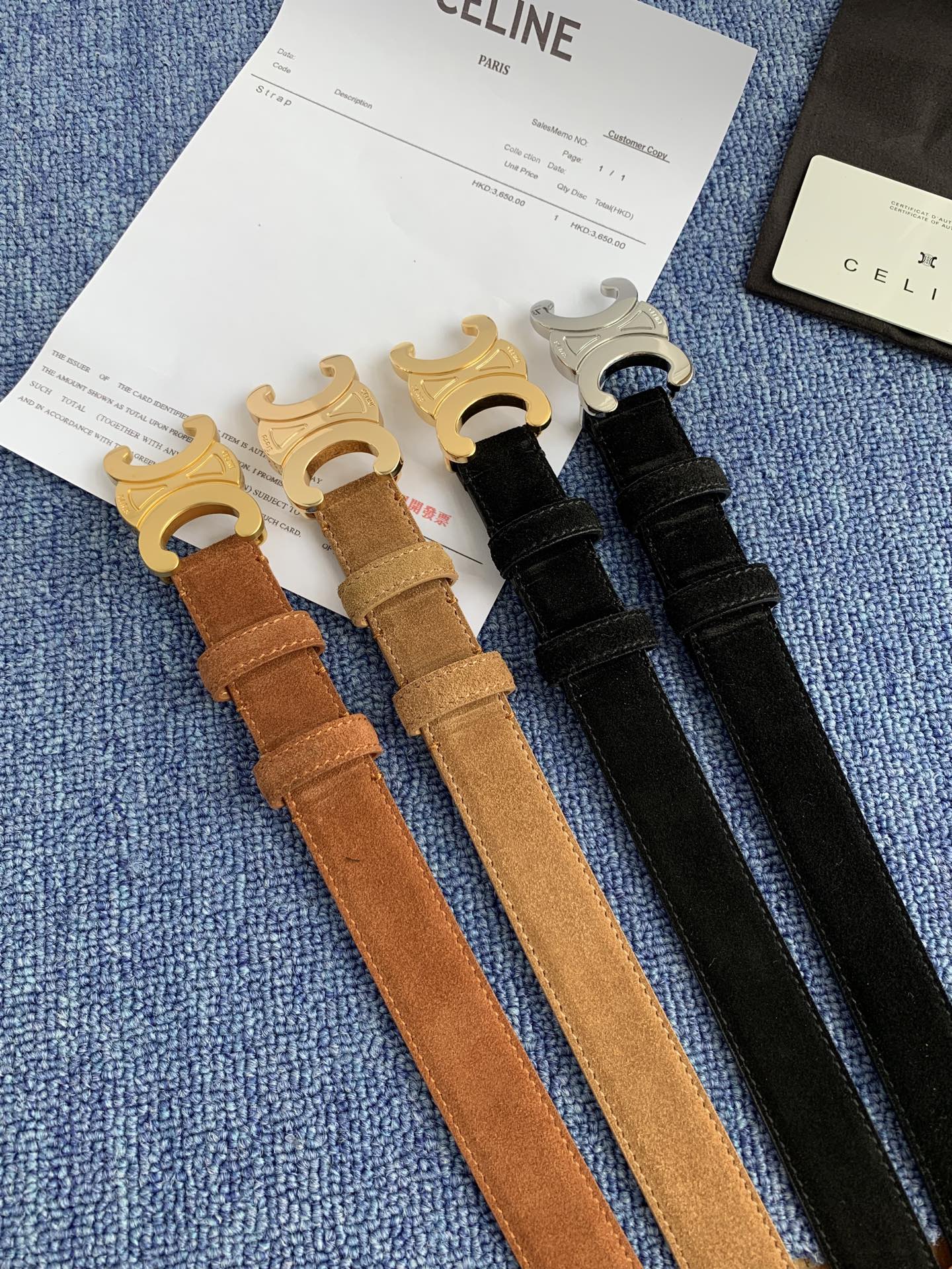 Celine Female Leather Belt Cow Leather Silver Adjustable M