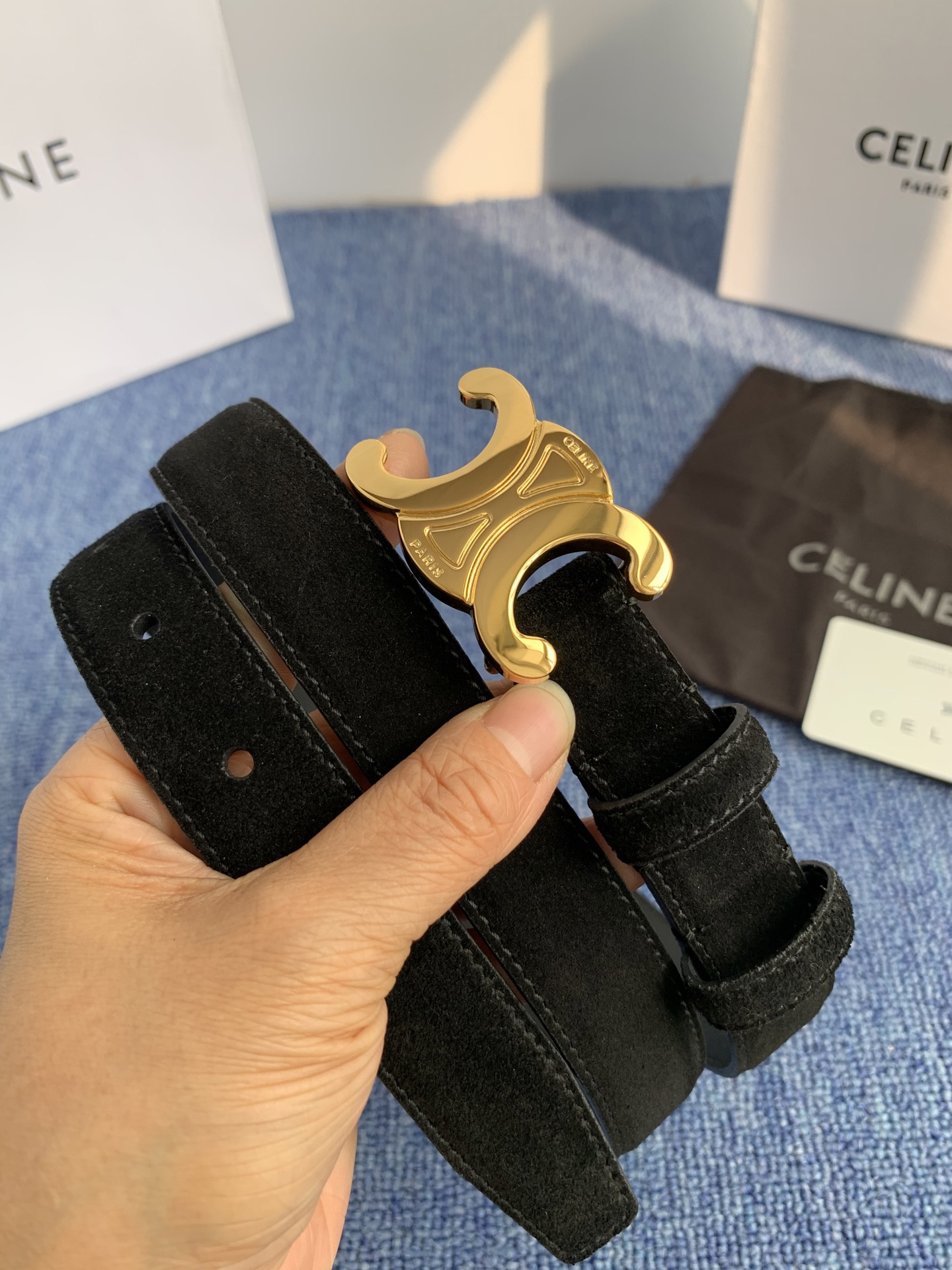 Celine Female Leather Belt Cow Leather Silver Adjustable M
