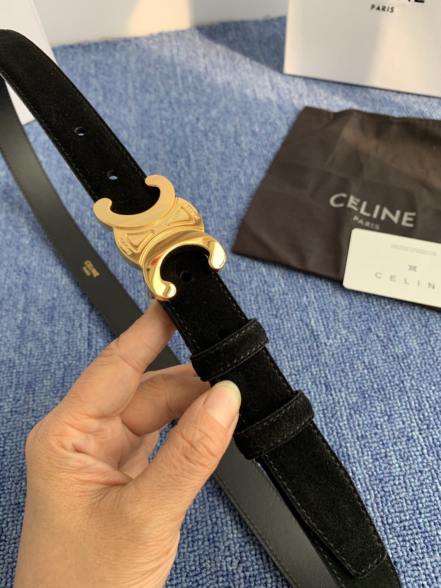 Celine Female Leather Belt Cow Leather Silver Adjustable M